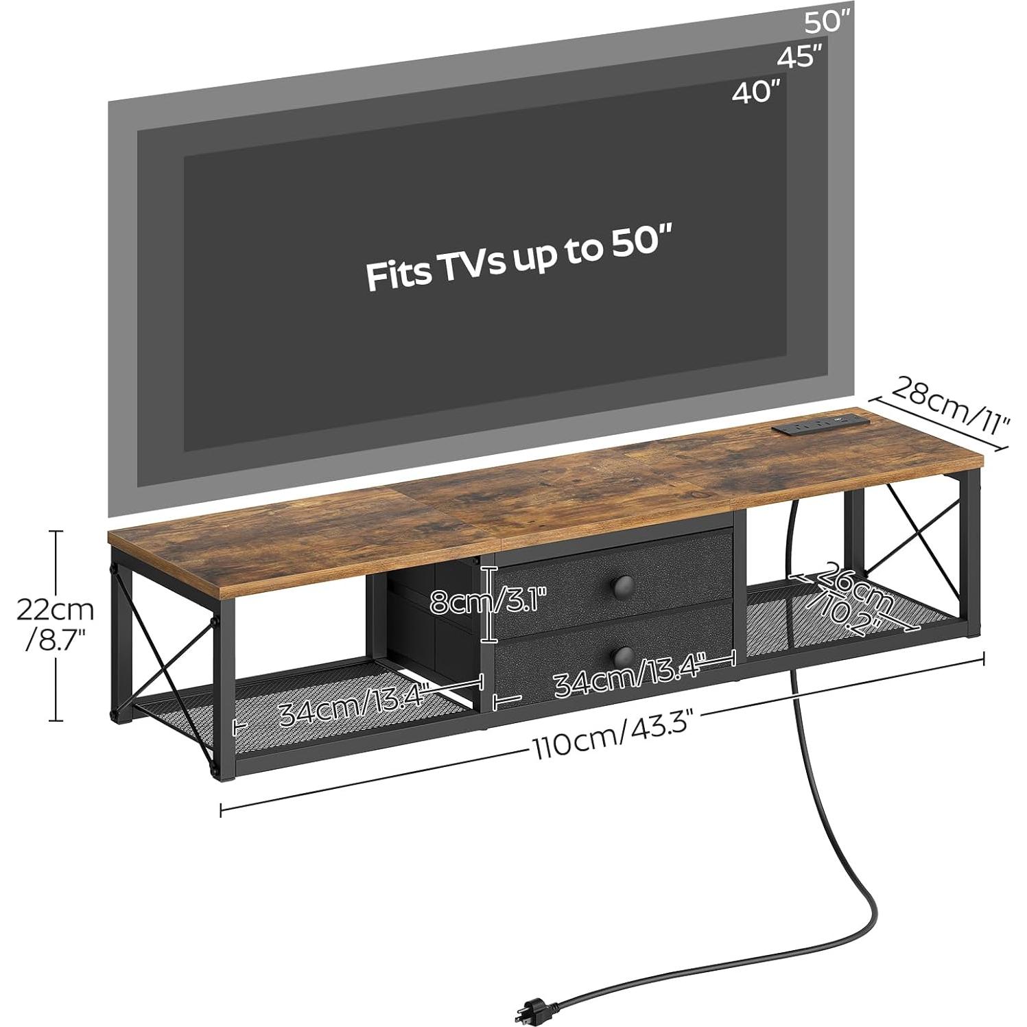 Soporte de TV flotante YATINEY DS04UBR con tomas de corriente