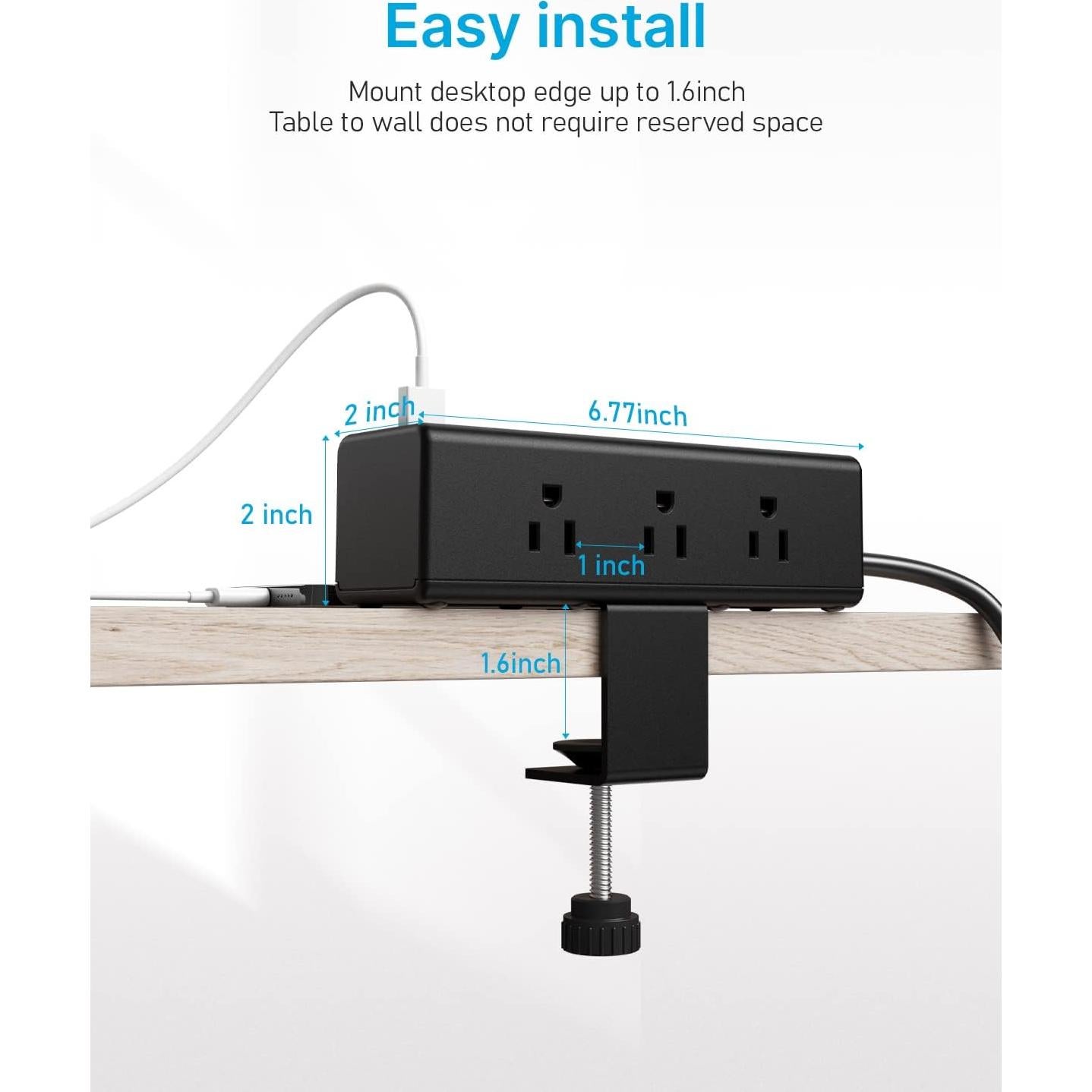Regleta de Energía con Abrazadera CCCEI 9 Salidas USB-A y C