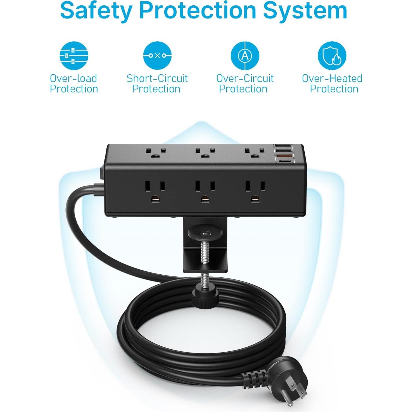 Regleta de Energía con Abrazadera CCCEI 9 Salidas USB-A y C