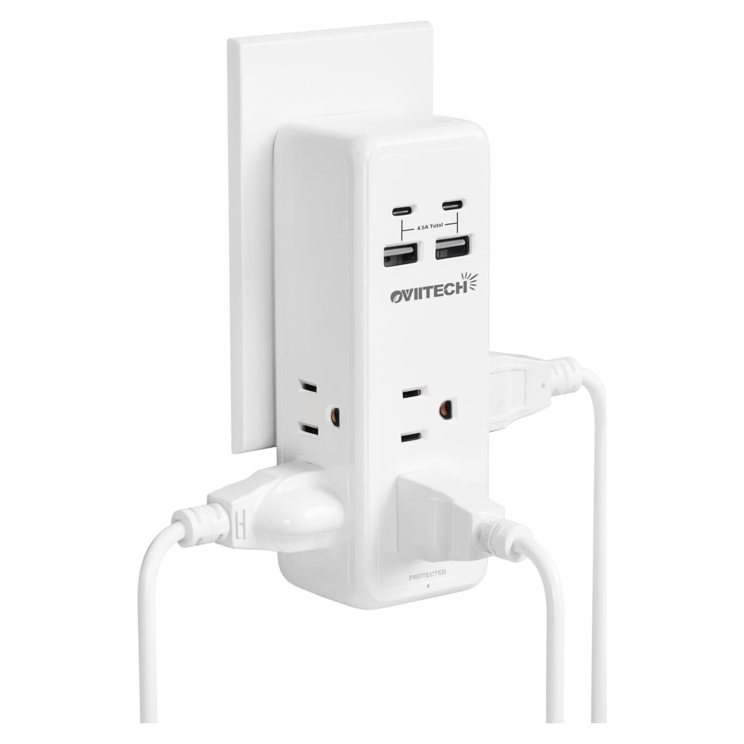 Extensor de Enchufe Oviitech 6 Salidas 4USB Cargador 4.5A