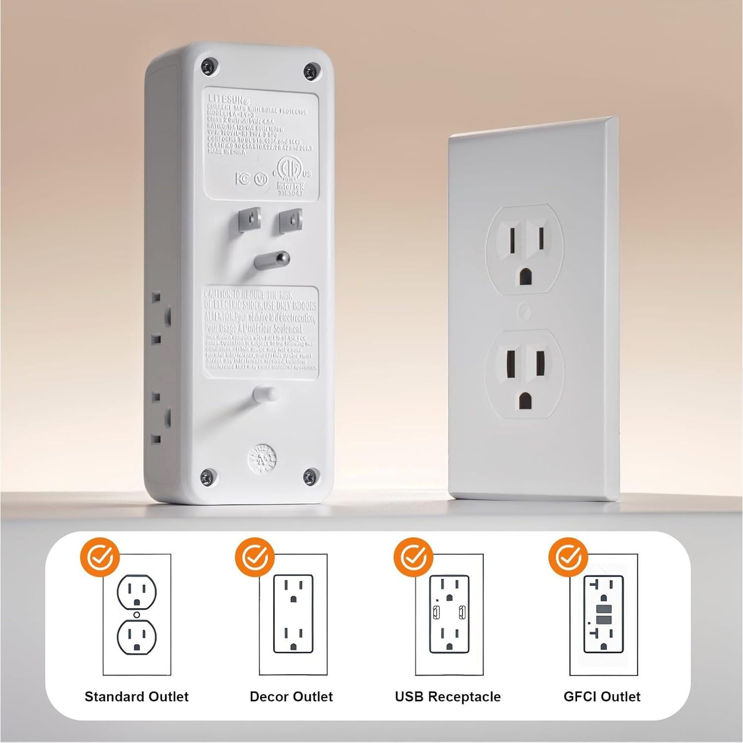 Extensor de Enchufe Oviitech 6 Salidas 4USB Cargador 4.5A