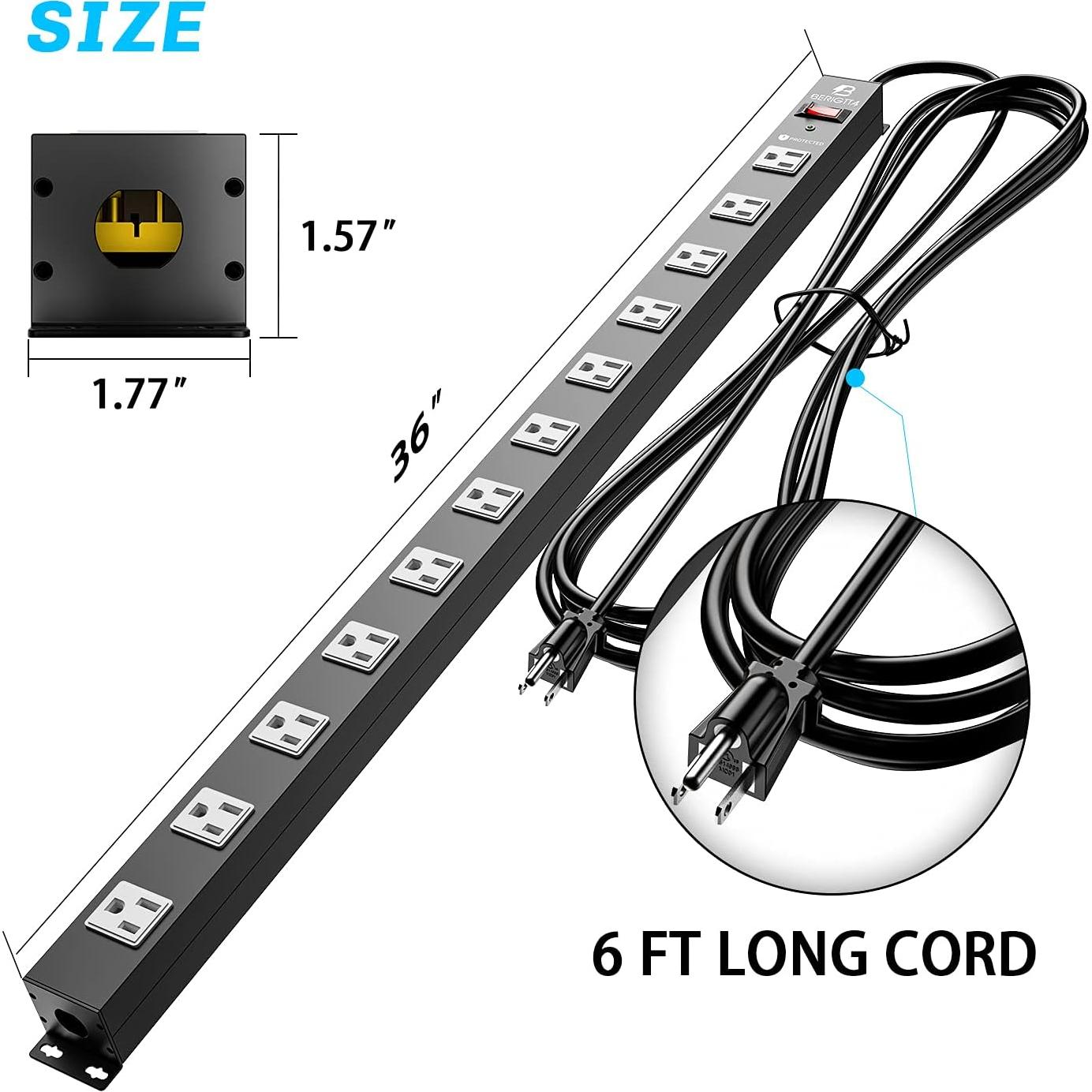 Tira de Energía Montable Berigtta 12 Salidas 1800J 1.83m