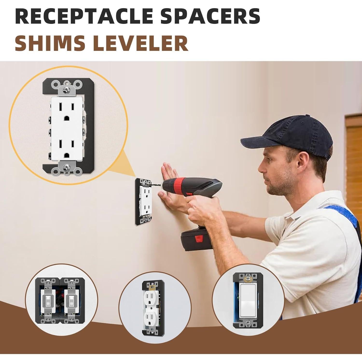 Espaciadores de Placa de Pared WooFog 20 Pcs Negro Ajuste Flush