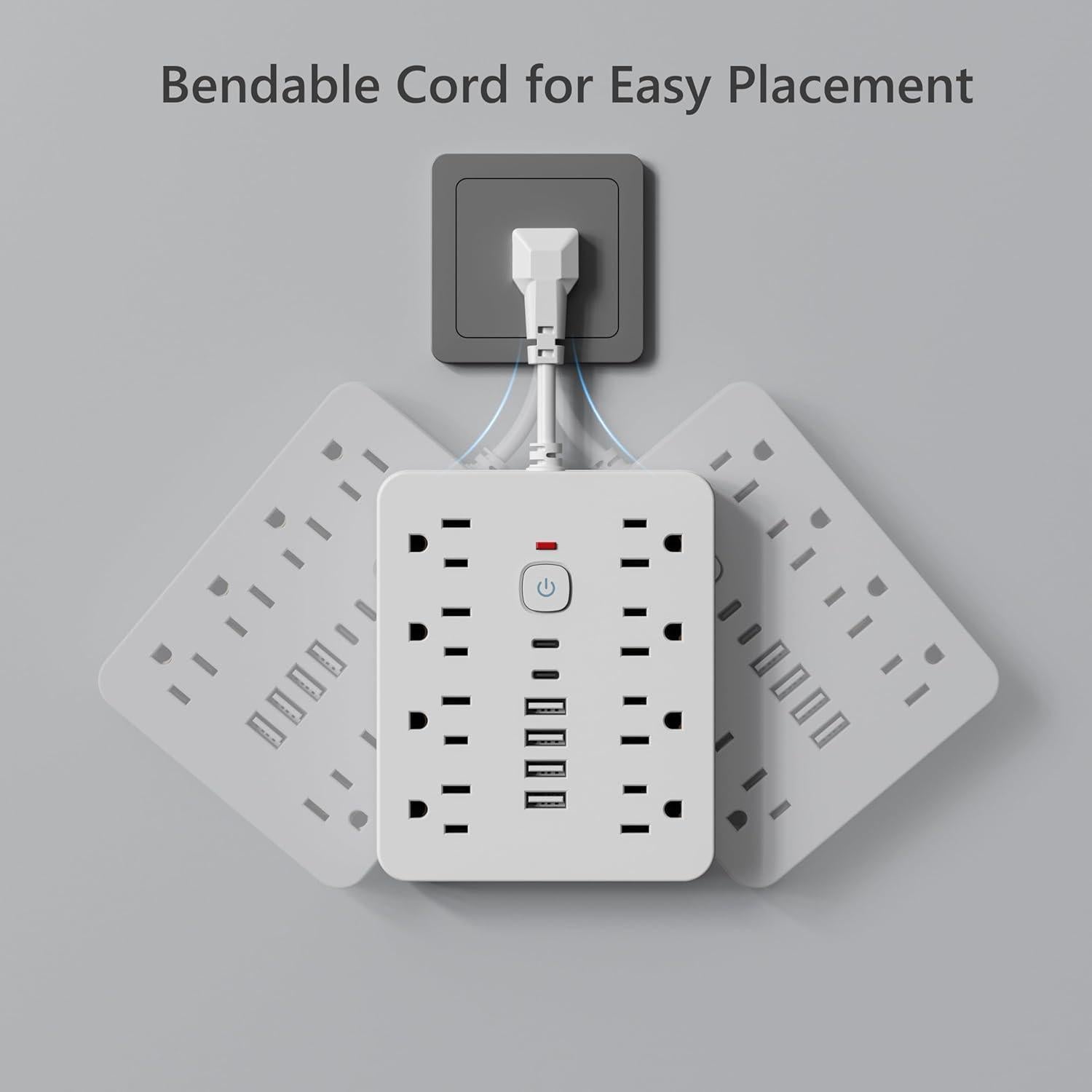 Regleta de Protección Chiefway 14 en 1 con 8 Salidas AC y 6 USB