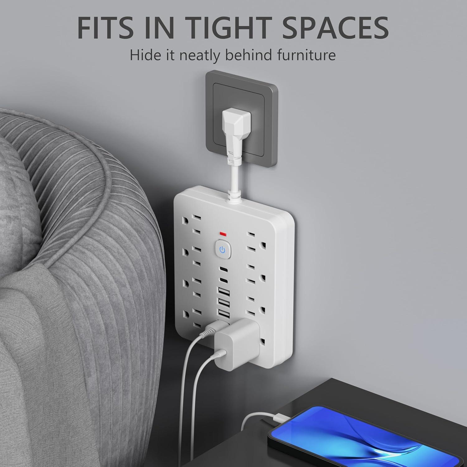 Regleta de Protección Chiefway 14 en 1 con 8 Salidas AC y 6 USB