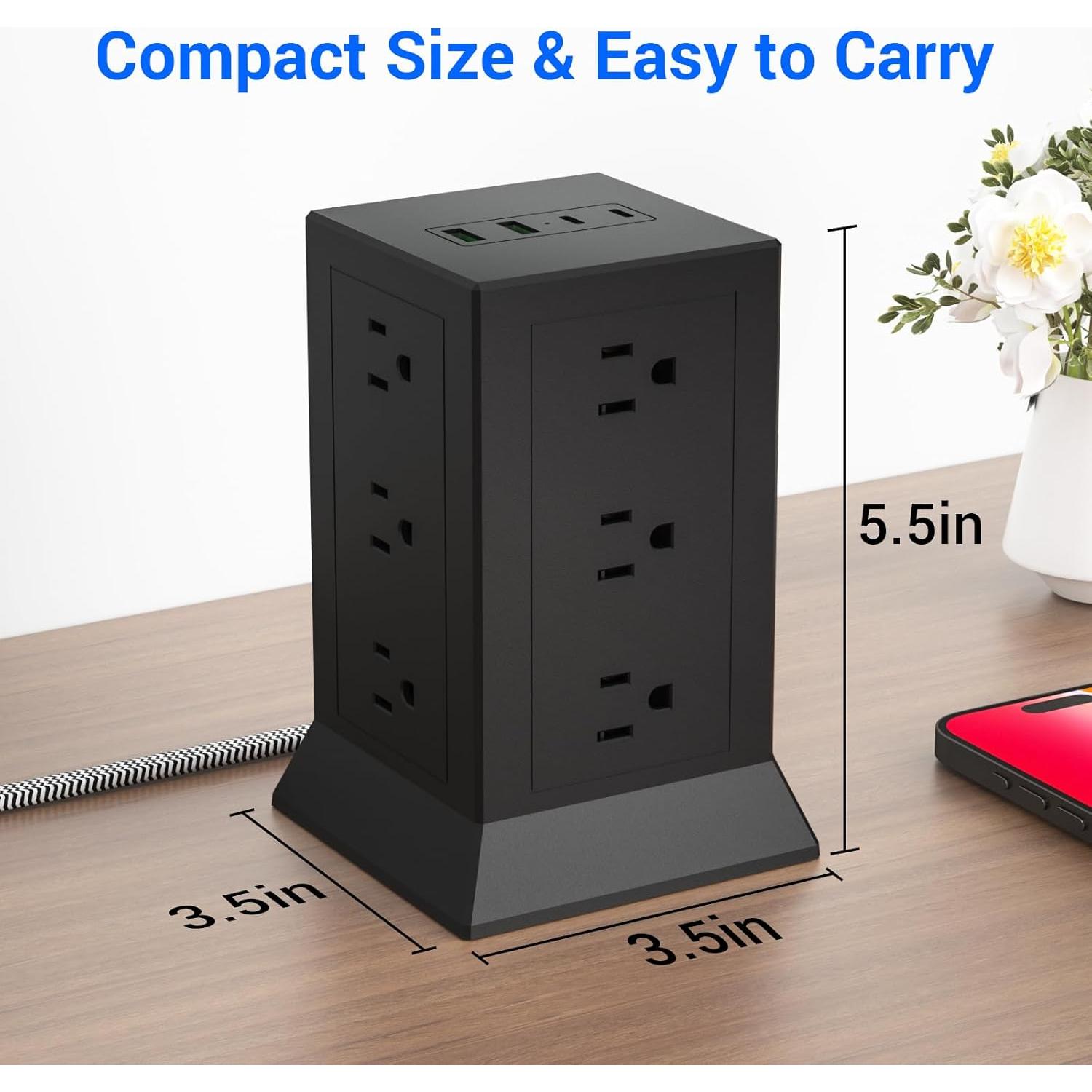 Torre de Regletas Hozzx 12 Salidas CA 4 USB C 3.05 m