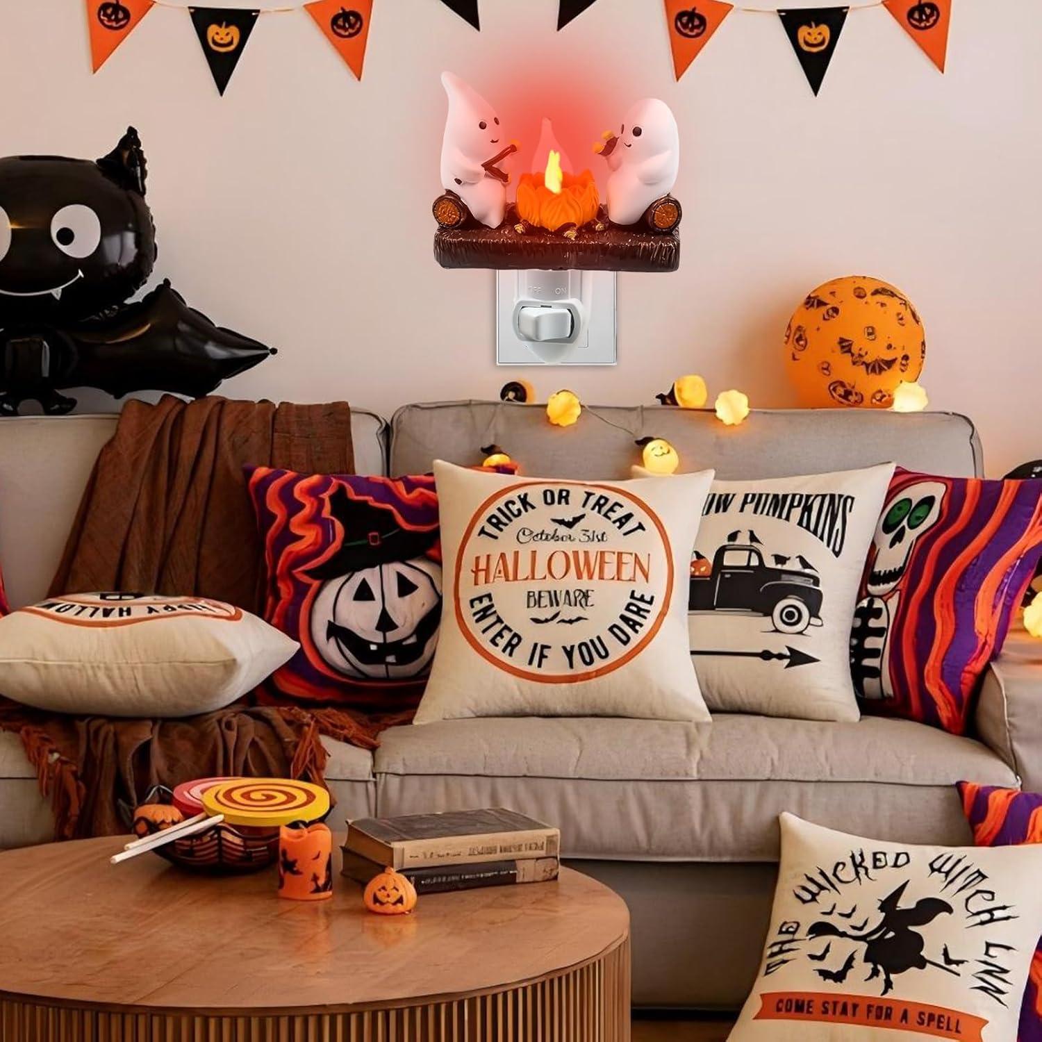 Luz Nocturna Fantasmal LED 3D Oyeftp - Fogata Halloween