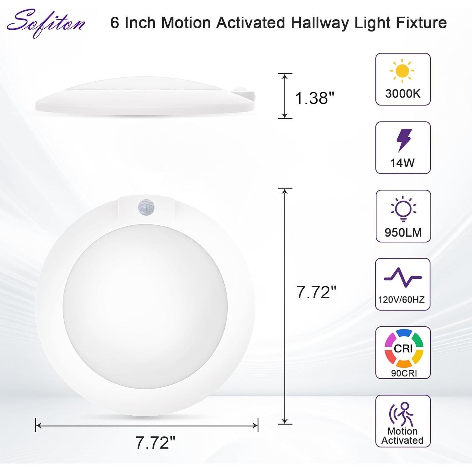 Luz de Techo LED Sofiton 14W 3000K con Sensor de Movimiento