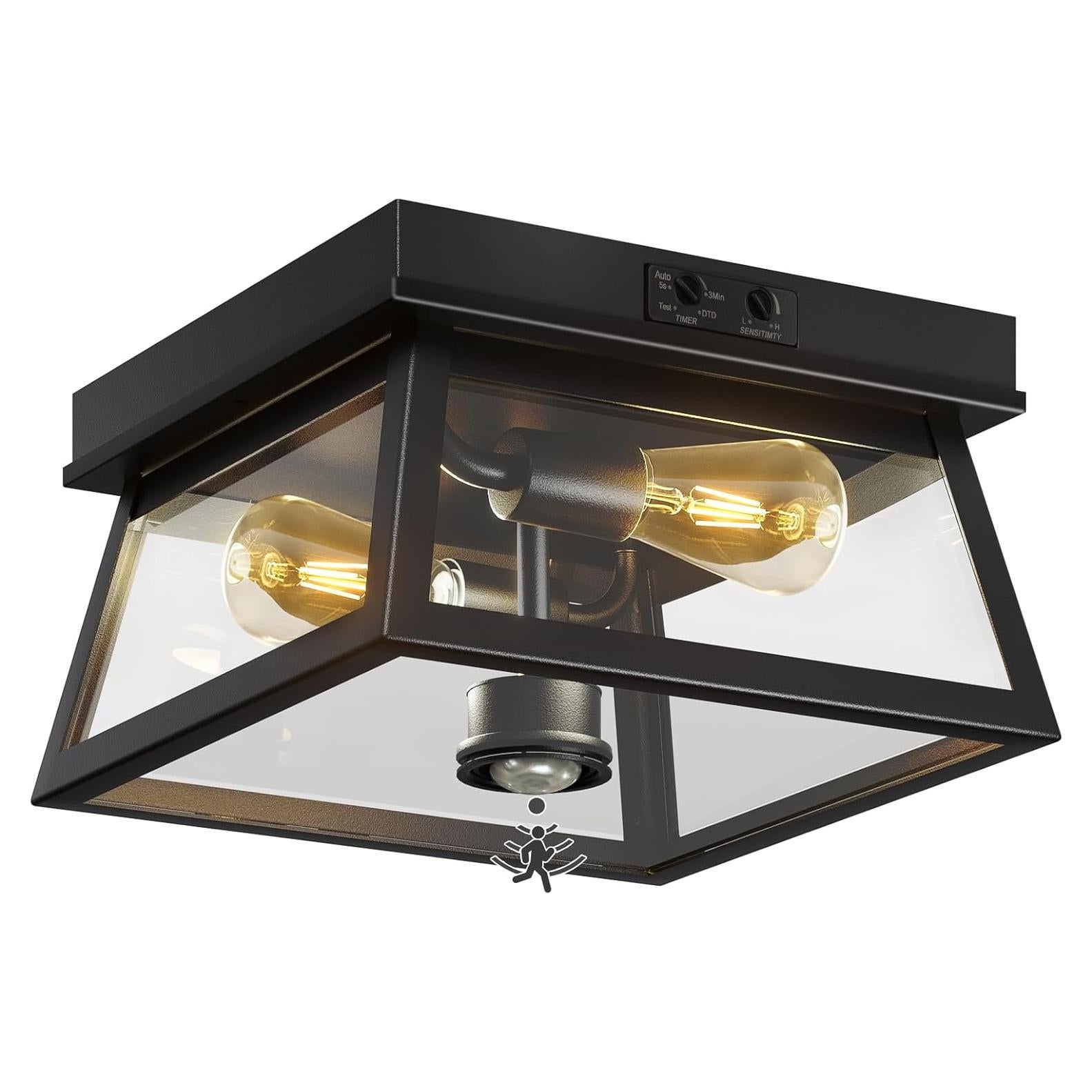 Luz de Techo Exterior con Sensor de Movimiento SIAFAVOI 2 Luces E26