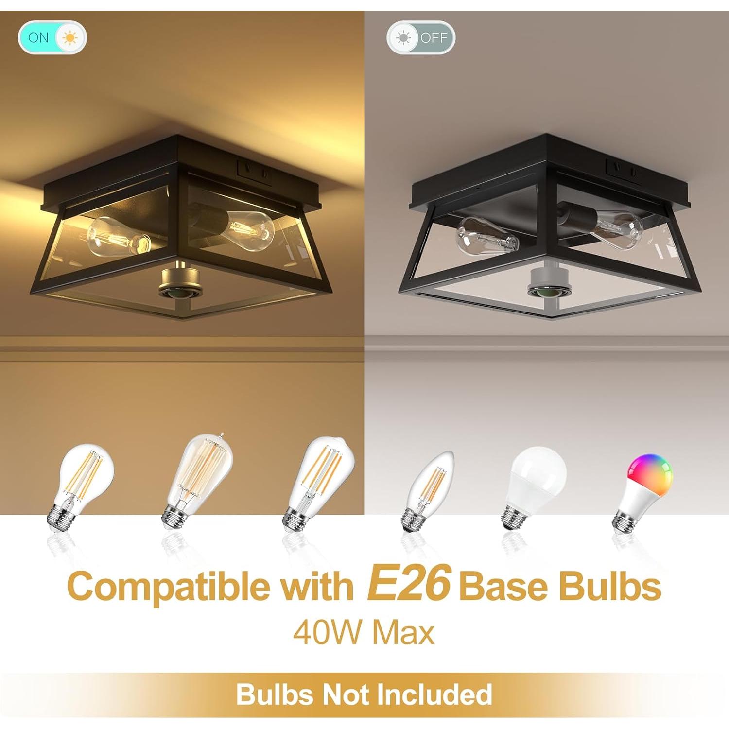 Luz de Techo Exterior con Sensor de Movimiento SIAFAVOI 2 Luces E26