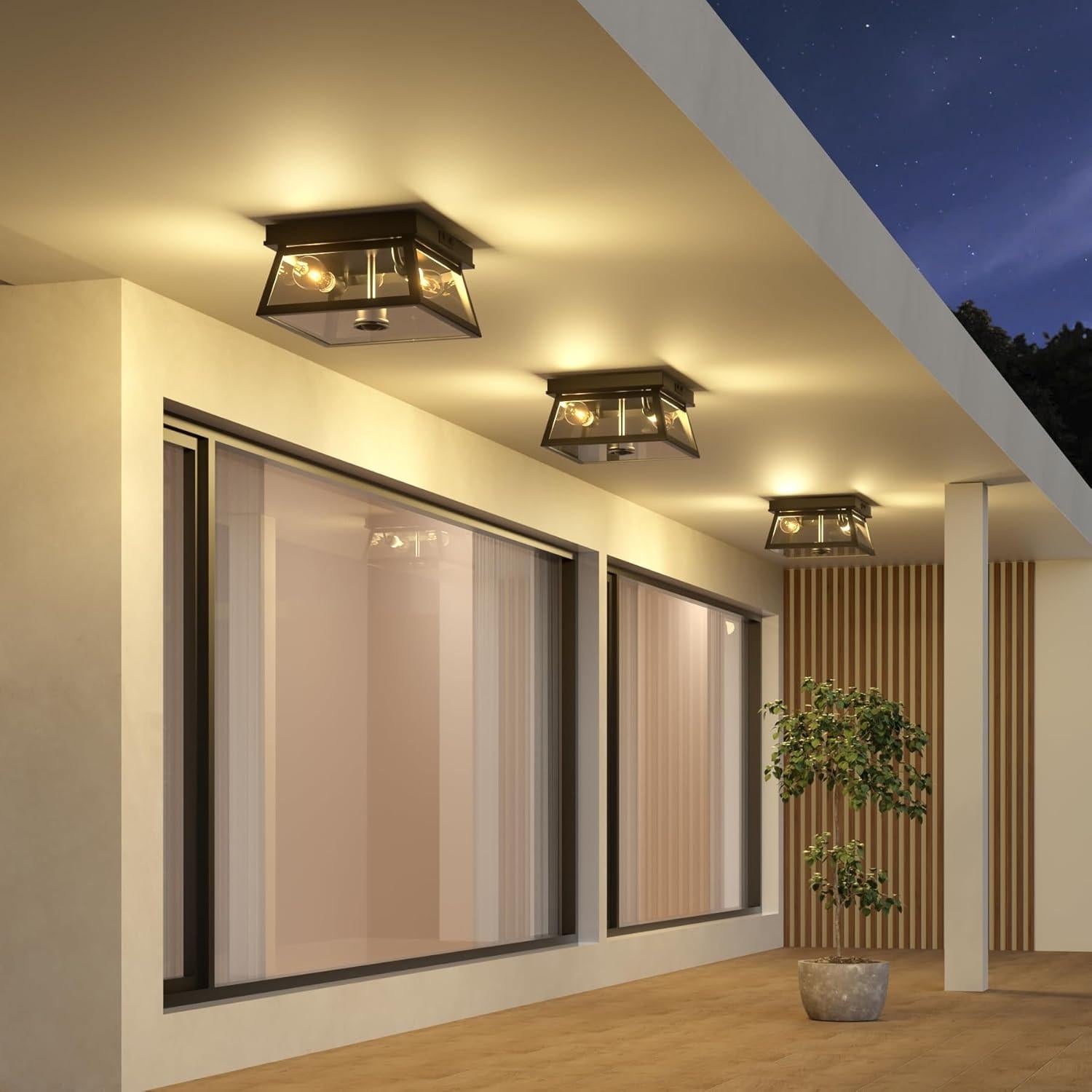 Luz de Techo Exterior con Sensor de Movimiento SIAFAVOI 2 Luces E26