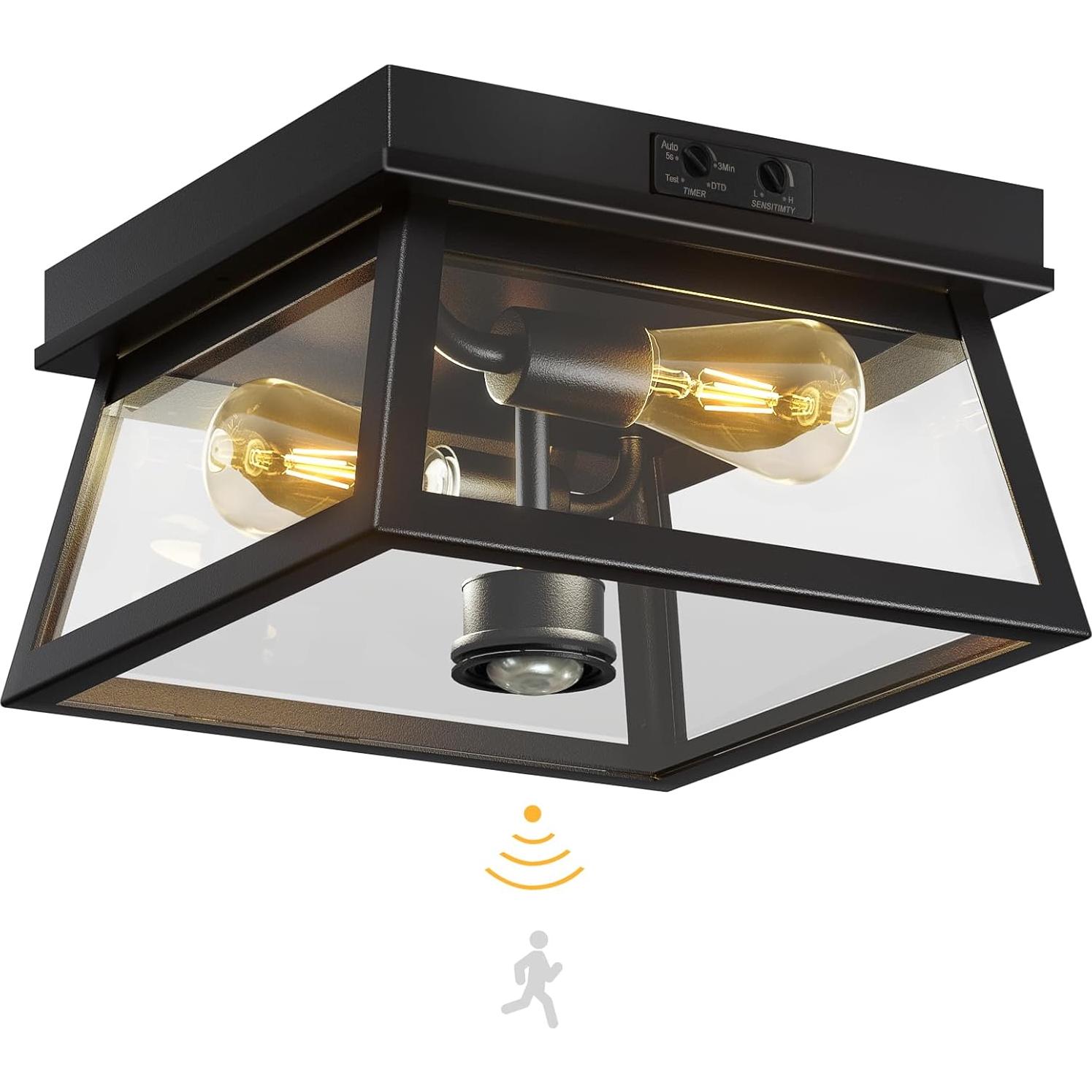 Luz de Techo Exterior con Sensor de Movimiento SIAFAVOI 2 Luces E26