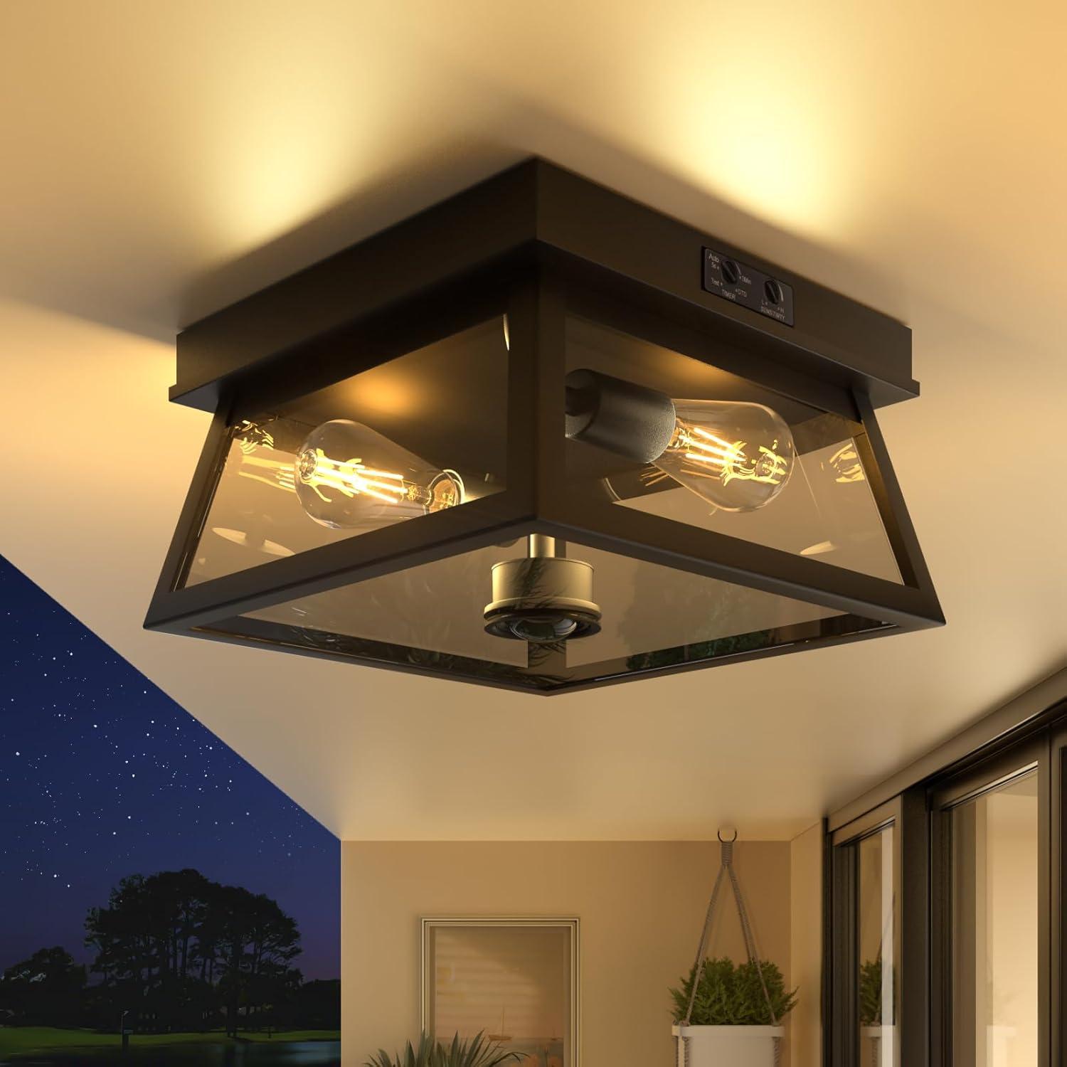 Luz de Techo Exterior con Sensor de Movimiento SIAFAVOI 2 Luces E26