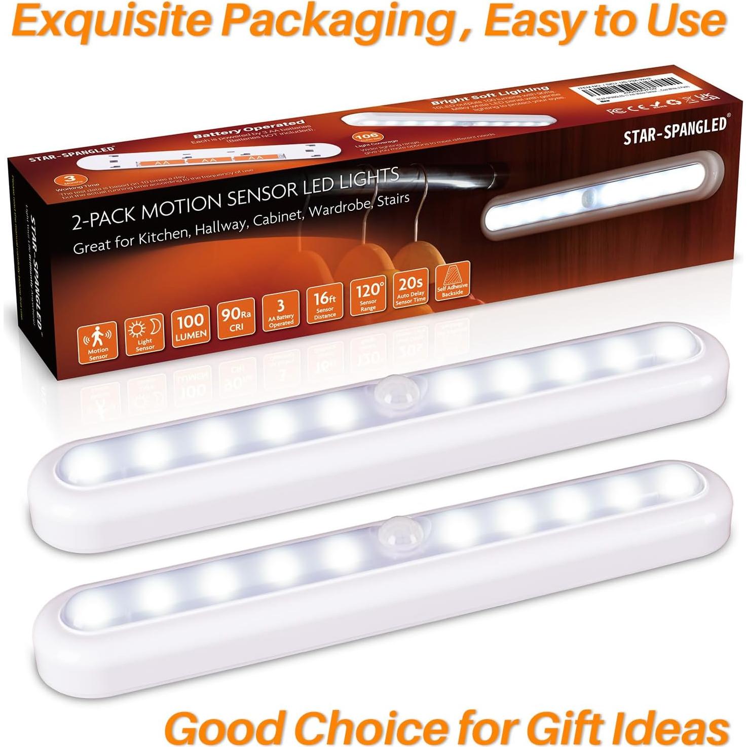 Luz LED Sensorial de Movimiento 11" Adherible - Paquete de 2