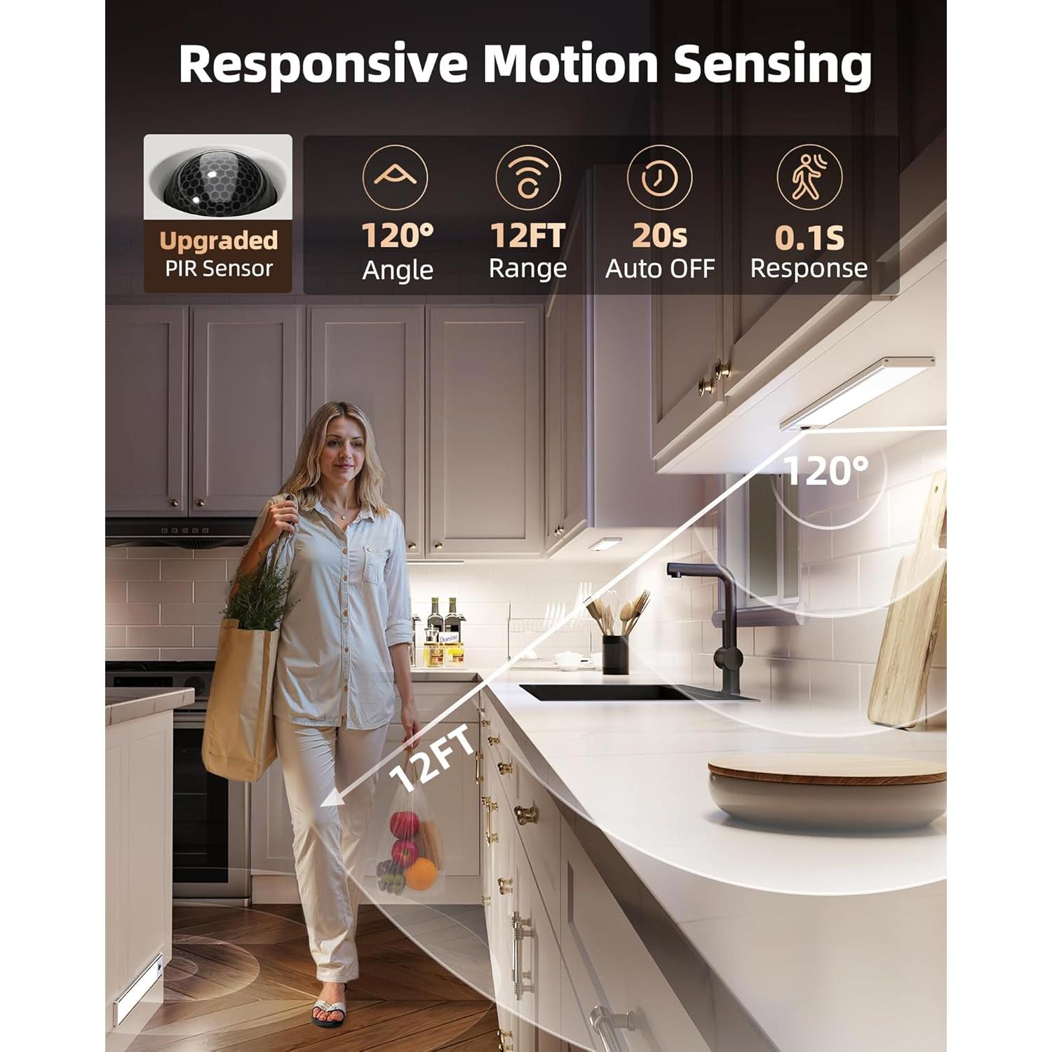 EZVALO Luces Bajo Gabinete Inalámbricas 20.32cm con Sensor