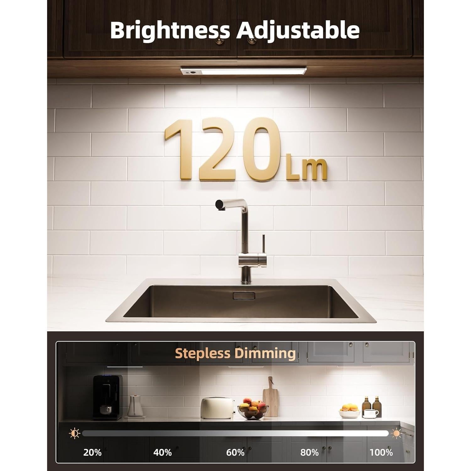 EZVALO Luces Bajo Gabinete Inalámbricas 20.32cm con Sensor