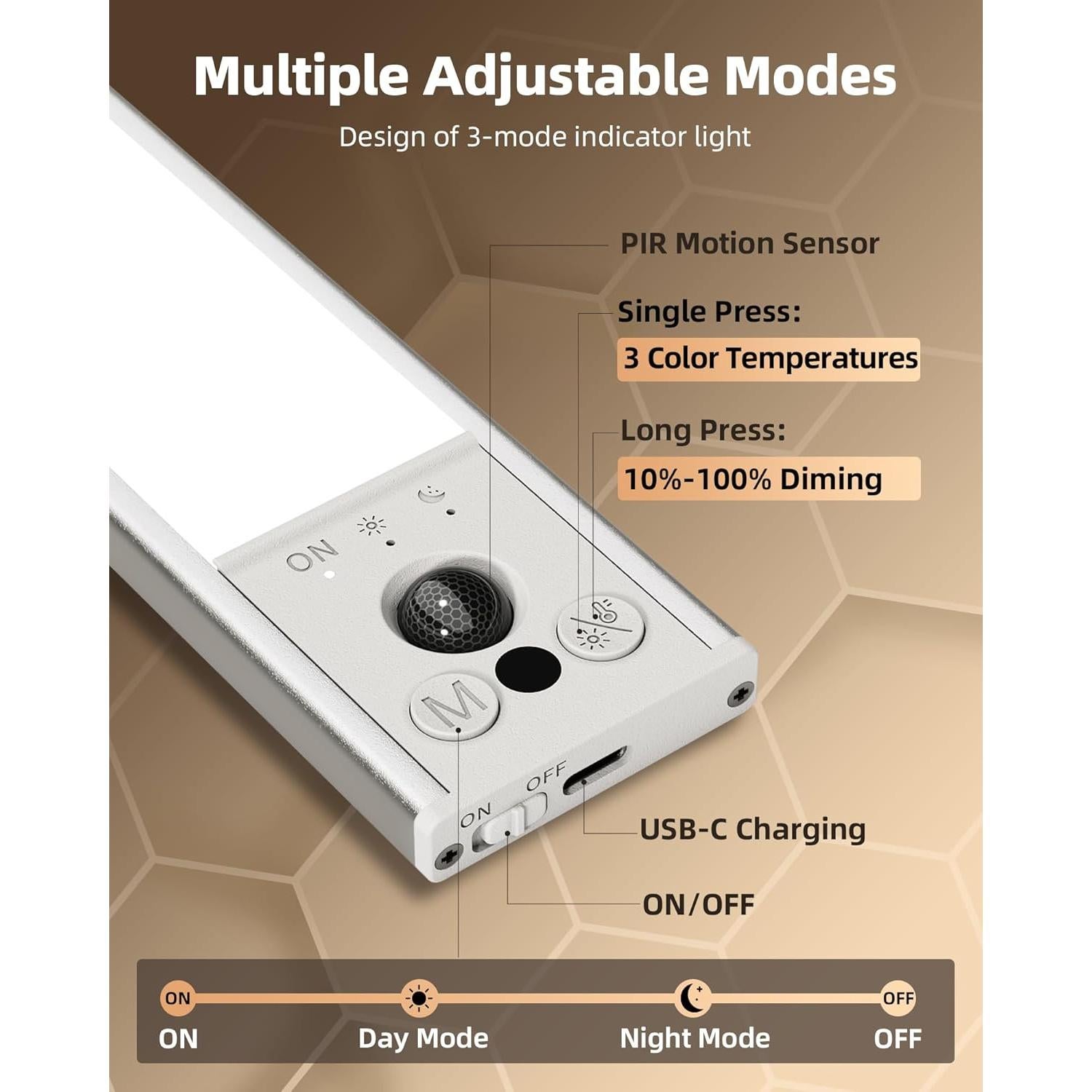 EZVALO Luces Bajo Gabinete Inalámbricas 20.32cm con Sensor