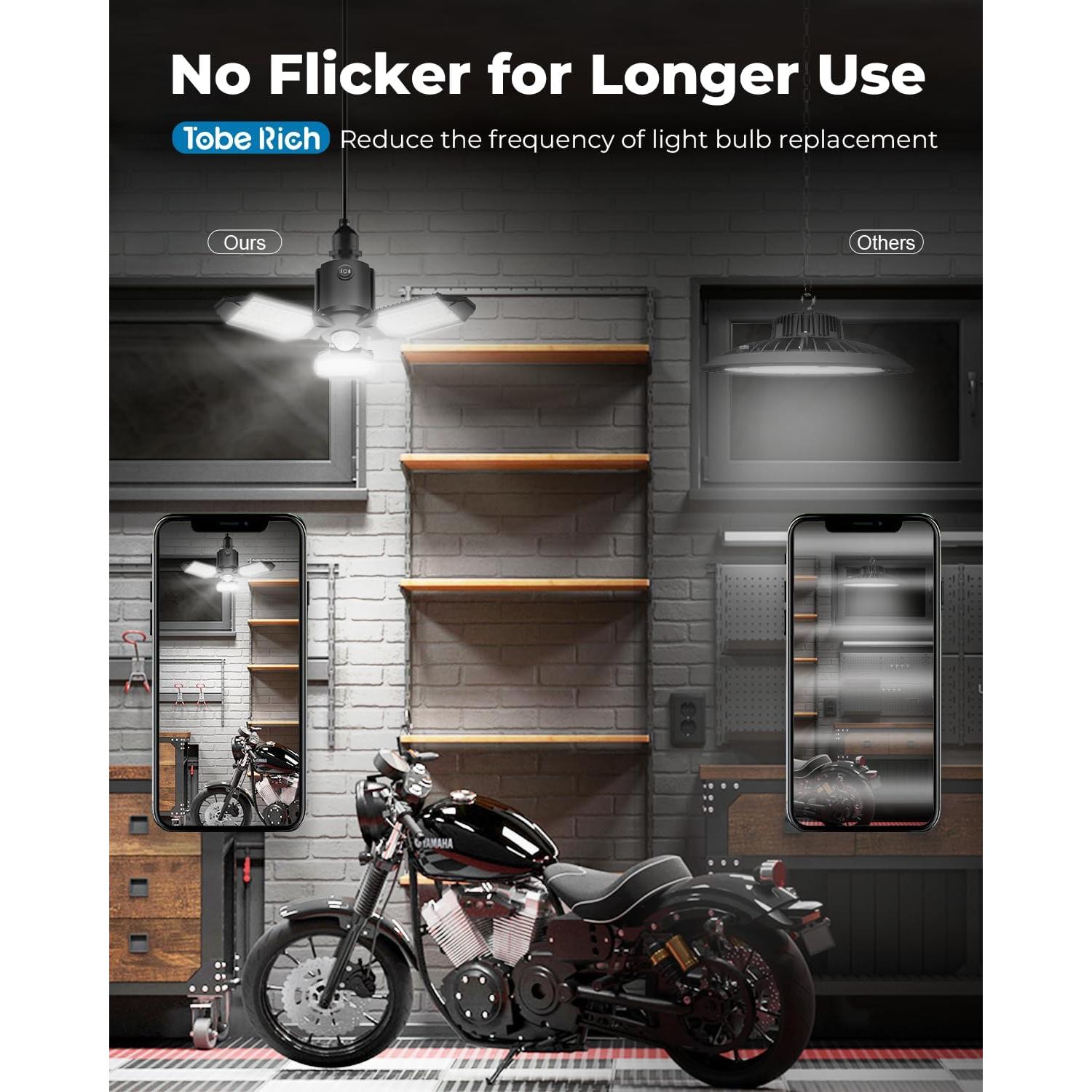 Luz de Garaje LED Toberich 8000LM con Sensor de Movimiento