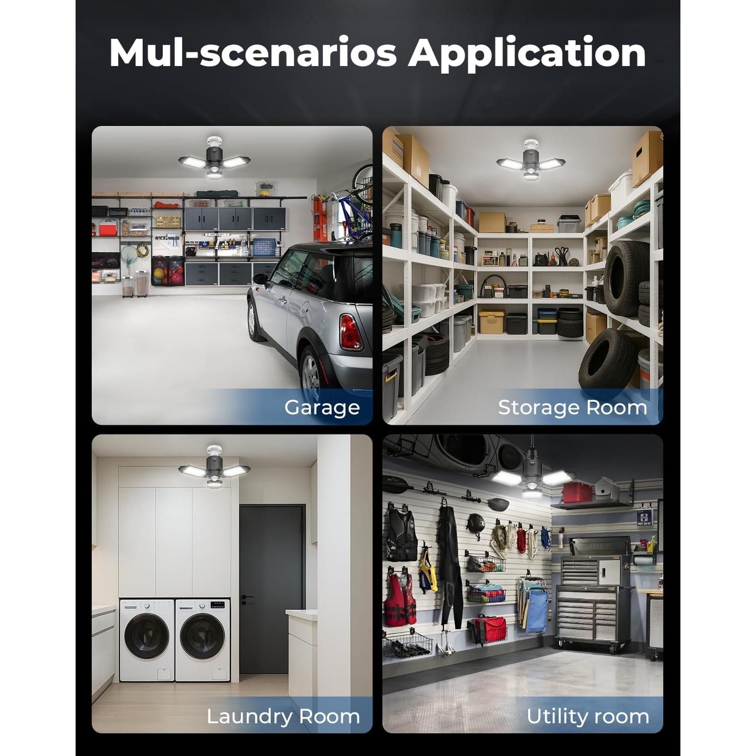 Luz de Garaje LED Toberich 8000LM con Sensor de Movimiento