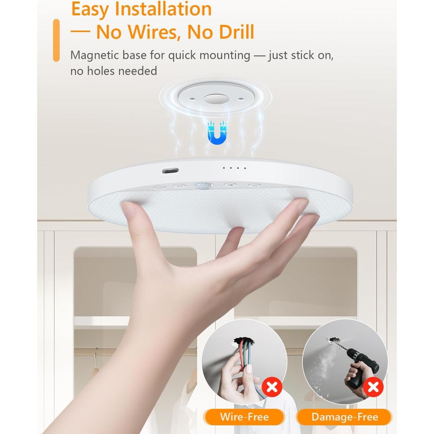 Luz de Techo Recargable ShunFSC 6W con Sensor de Movimiento