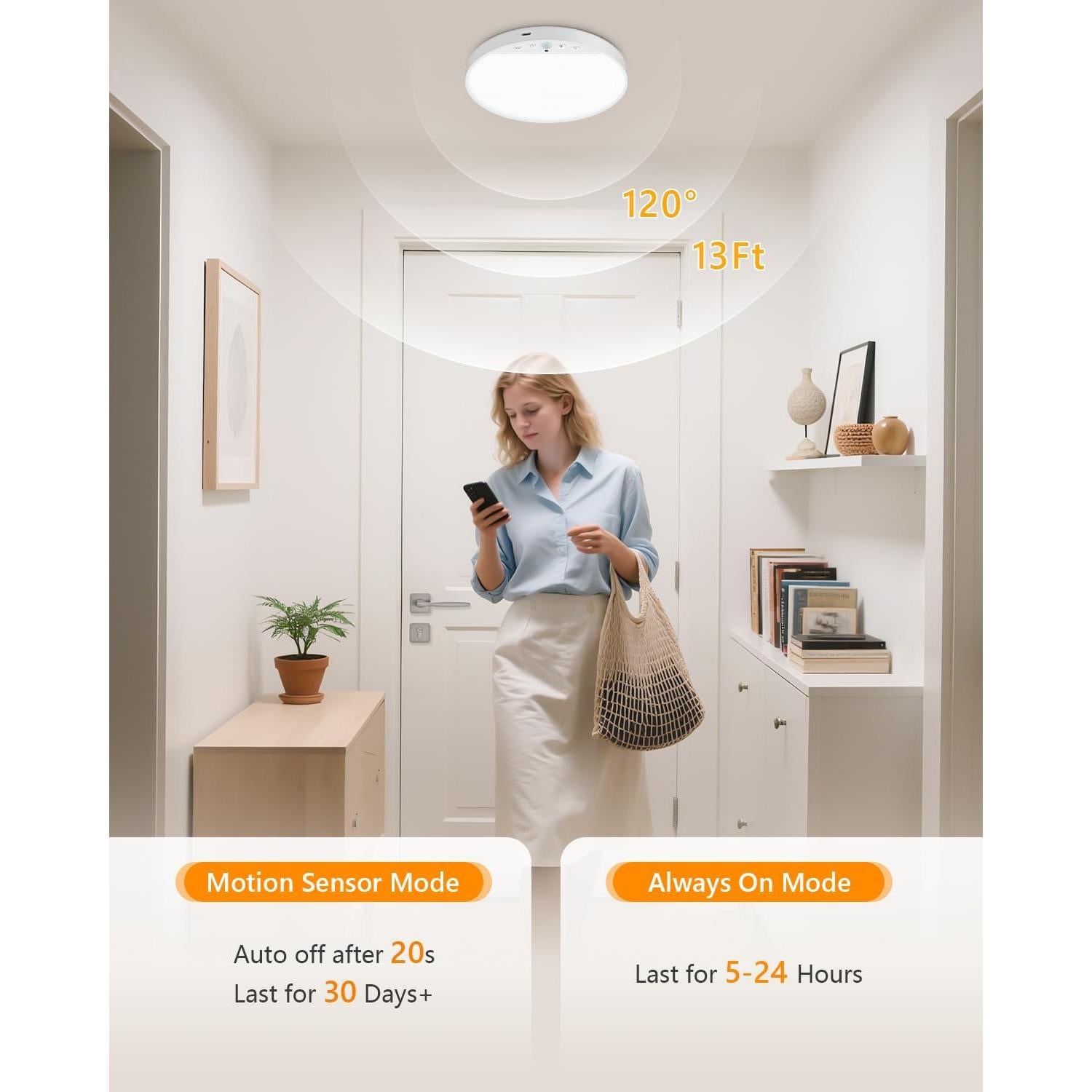 Luz de Techo Recargable ShunFSC 6W con Sensor de Movimiento