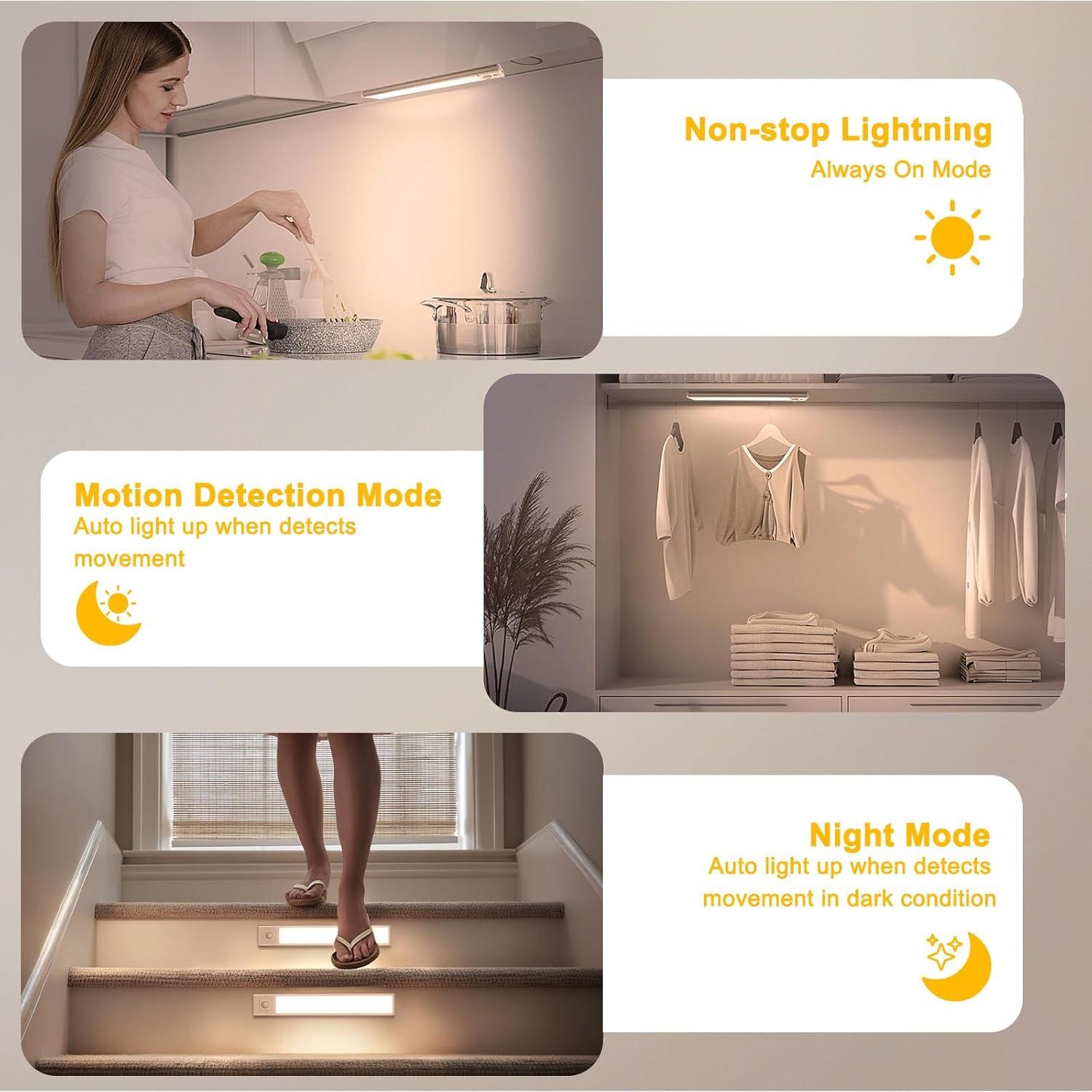 Luces Bajo Gabinete Onforu 9.8" Recargables USB-C 2 Pzas