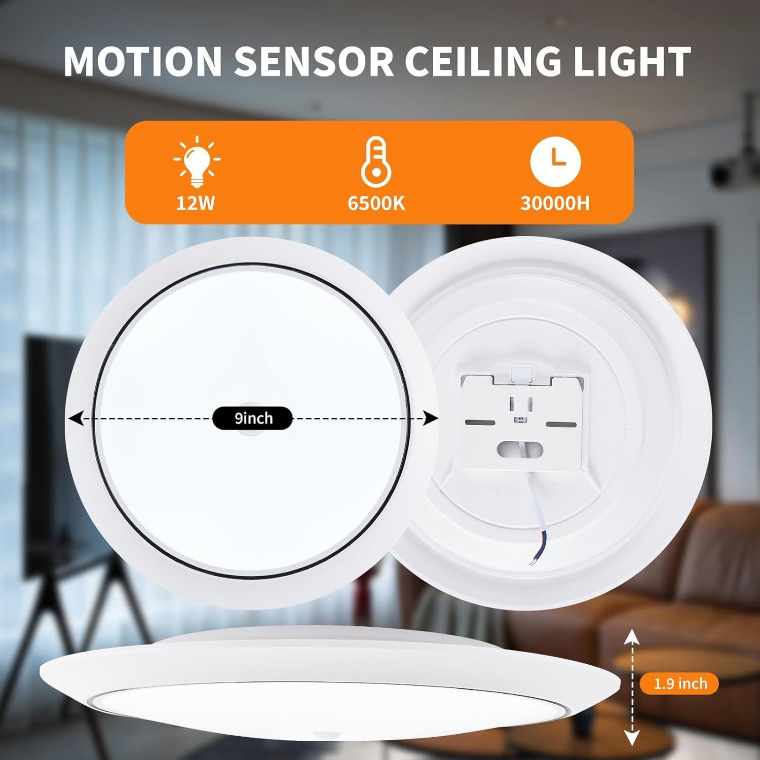 Luz de Techo LED HENTAG 12W con Sensor de Movimiento