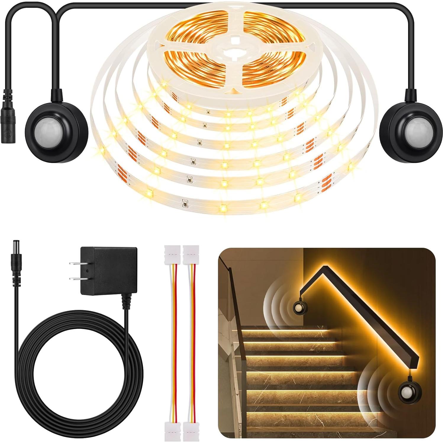 Tira LED con Sensor de Movimiento HOUHUI 5m Doble Luz Interior