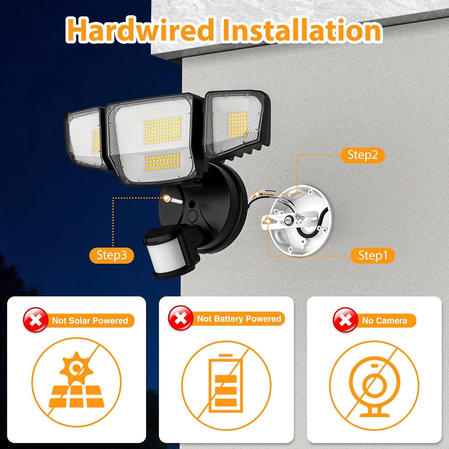 Luz de Seguridad LED 90W Abovizo con Sensor de Movimiento IP65