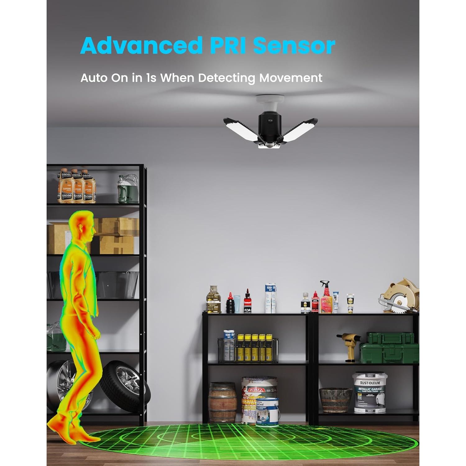 Luz de Garaje LED Kryoza 80W 8000LM con Sensor de Movimiento