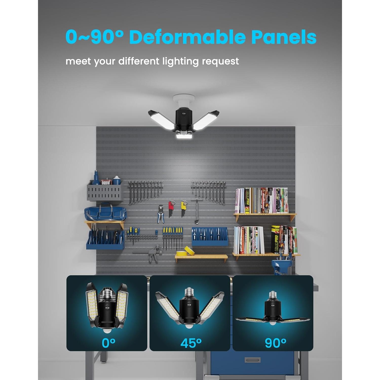 Luz de Garaje LED Kryoza 80W 8000LM con Sensor de Movimiento