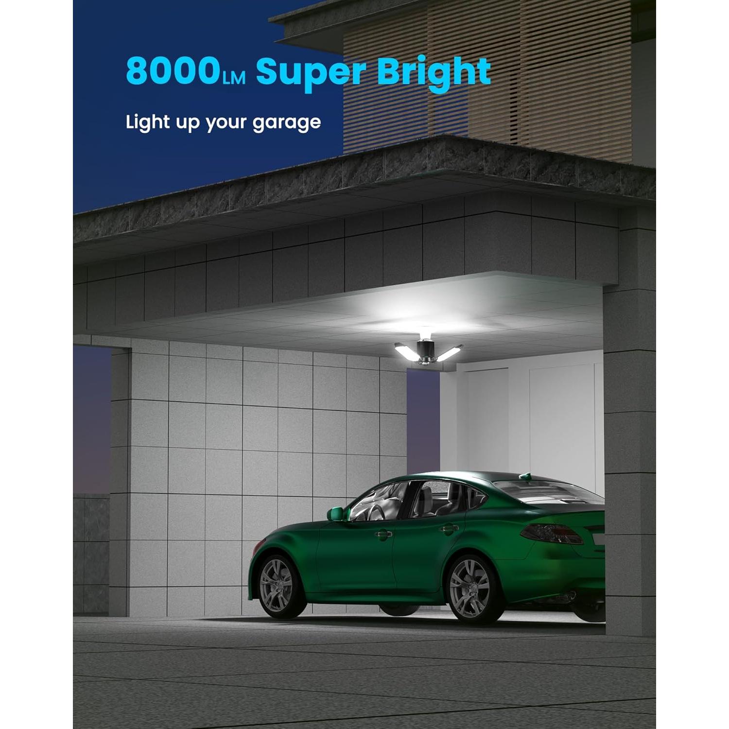 Luz de Garaje LED Kryoza 80W 8000LM con Sensor de Movimiento