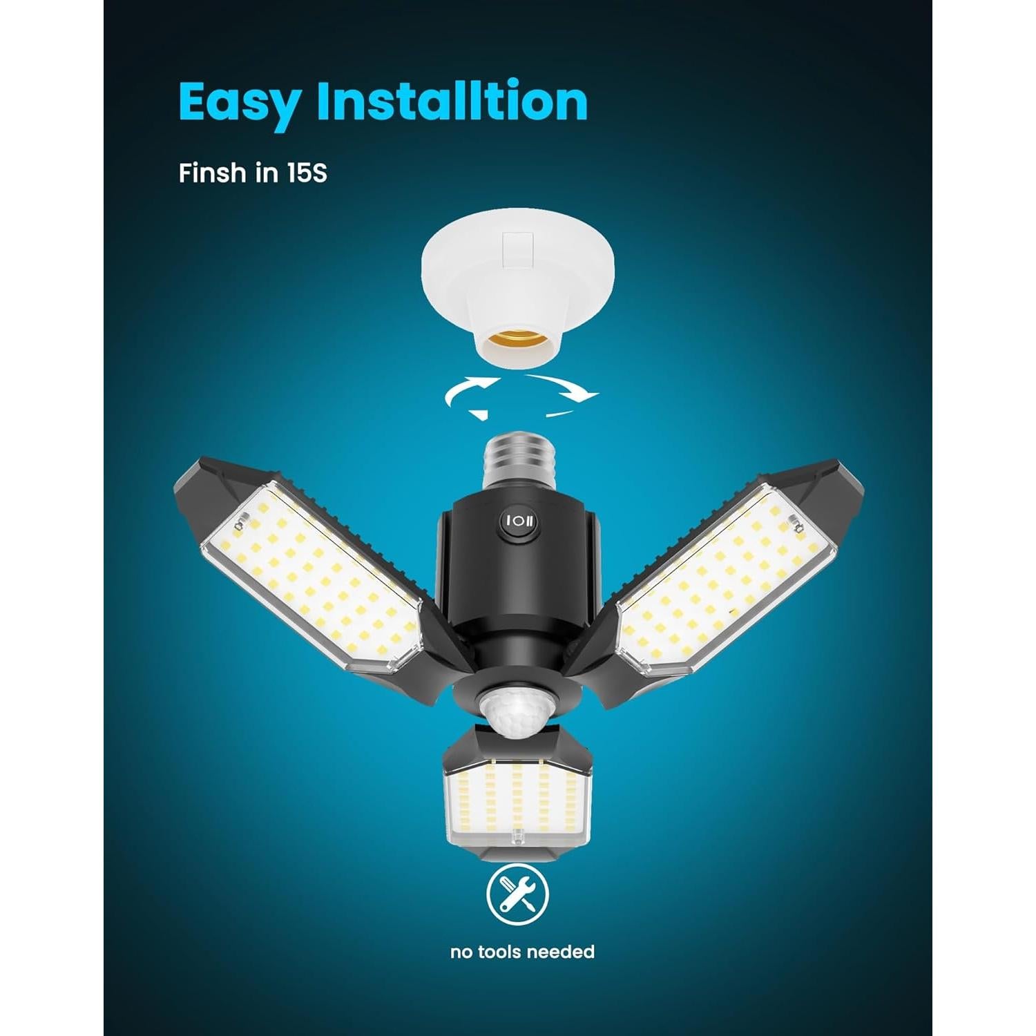 Luz de Garaje LED Kryoza 80W 8000LM con Sensor de Movimiento