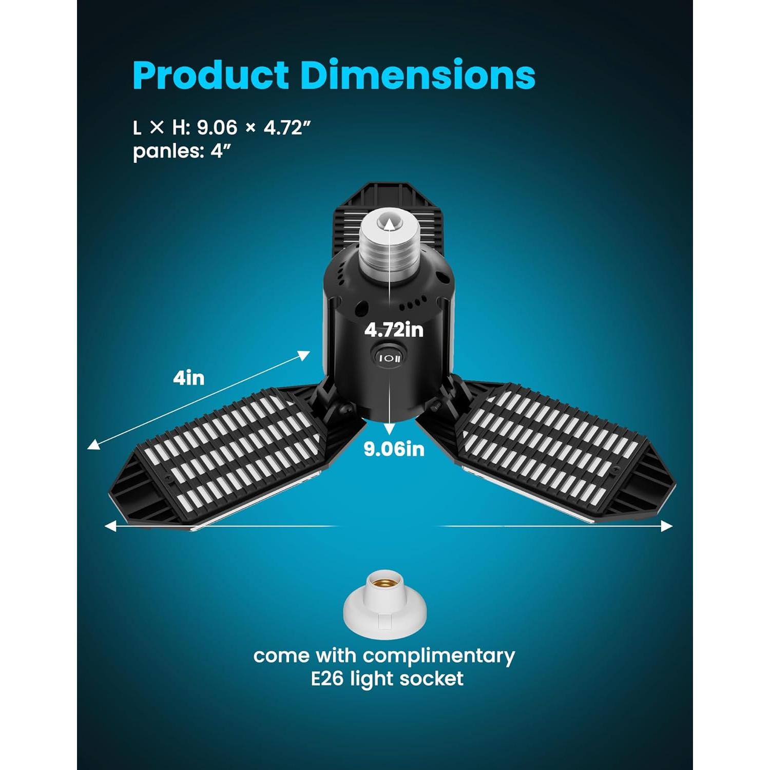 Luz de Garaje LED Kryoza 80W 8000LM con Sensor de Movimiento