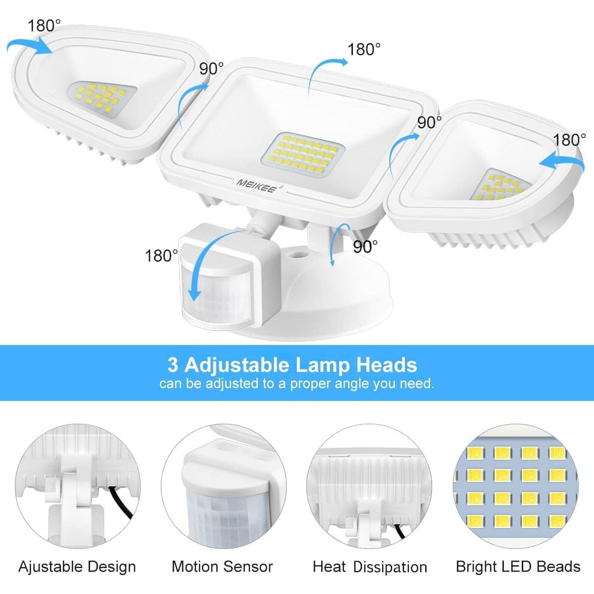 Luz de Seguridad LED MEIKEE 42W con Sensor de Movimiento IP65