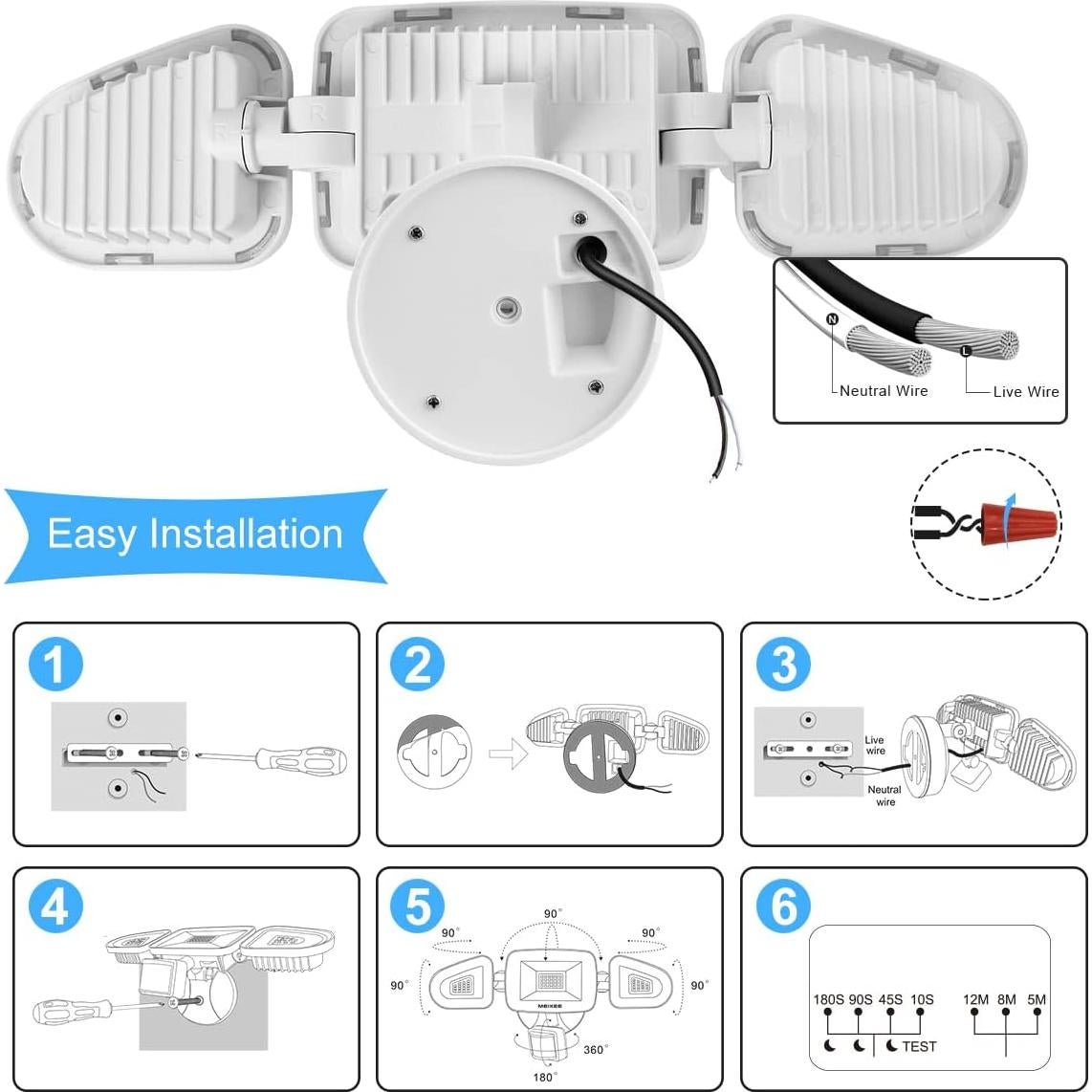 Luz de Seguridad LED MEIKEE 42W con Sensor de Movimiento IP65