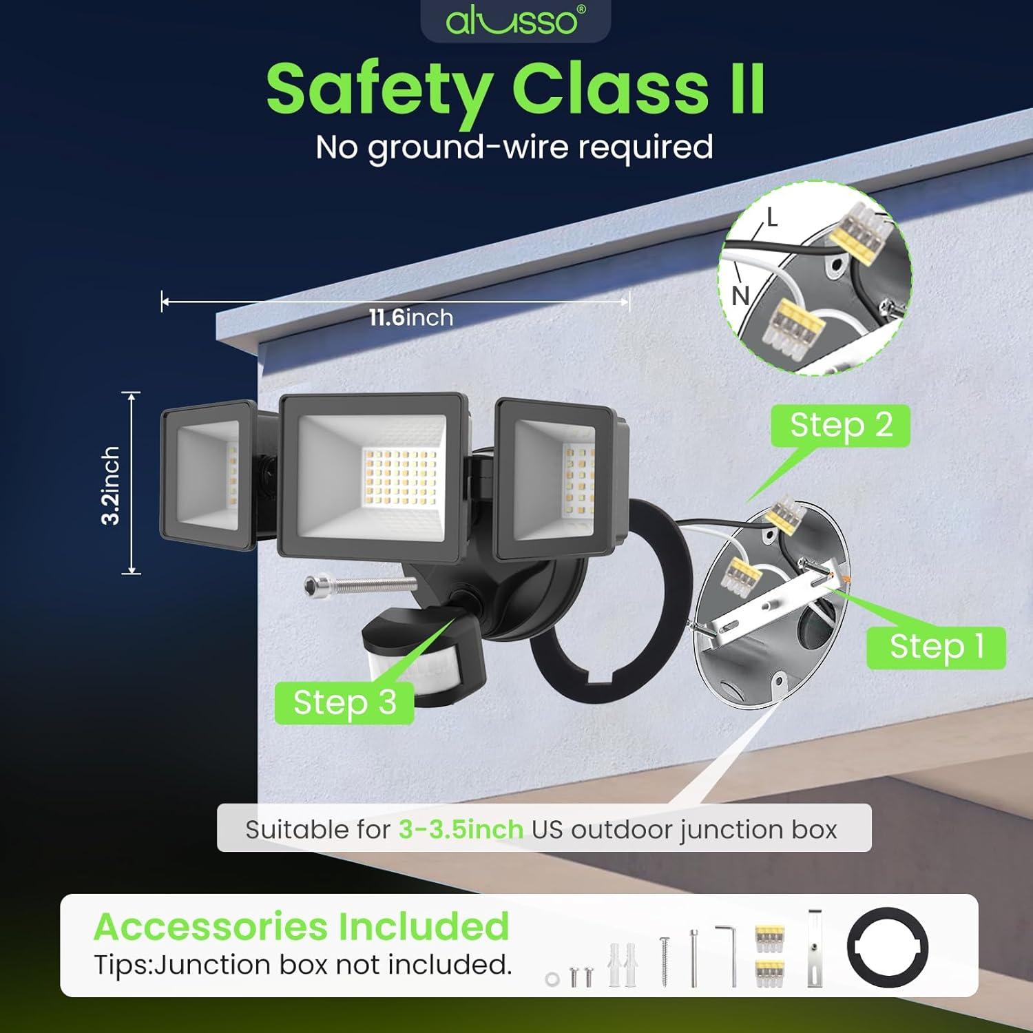 Luz Exterior LED ALUSSO 40W 4000LM con Sensor de Movimiento