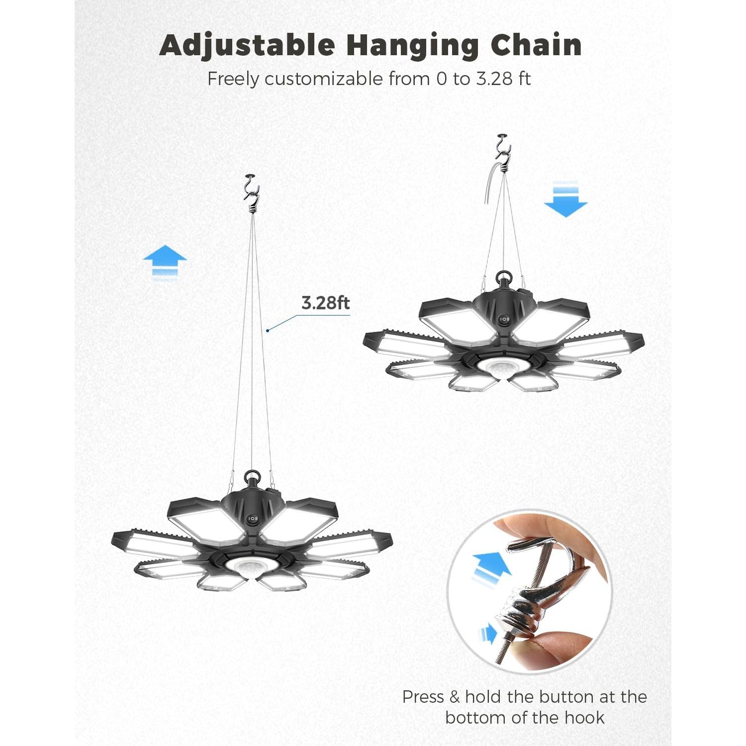 Sensor de Movimiento RUNBARRY 25000LM Luz de Garaje LED 6500K