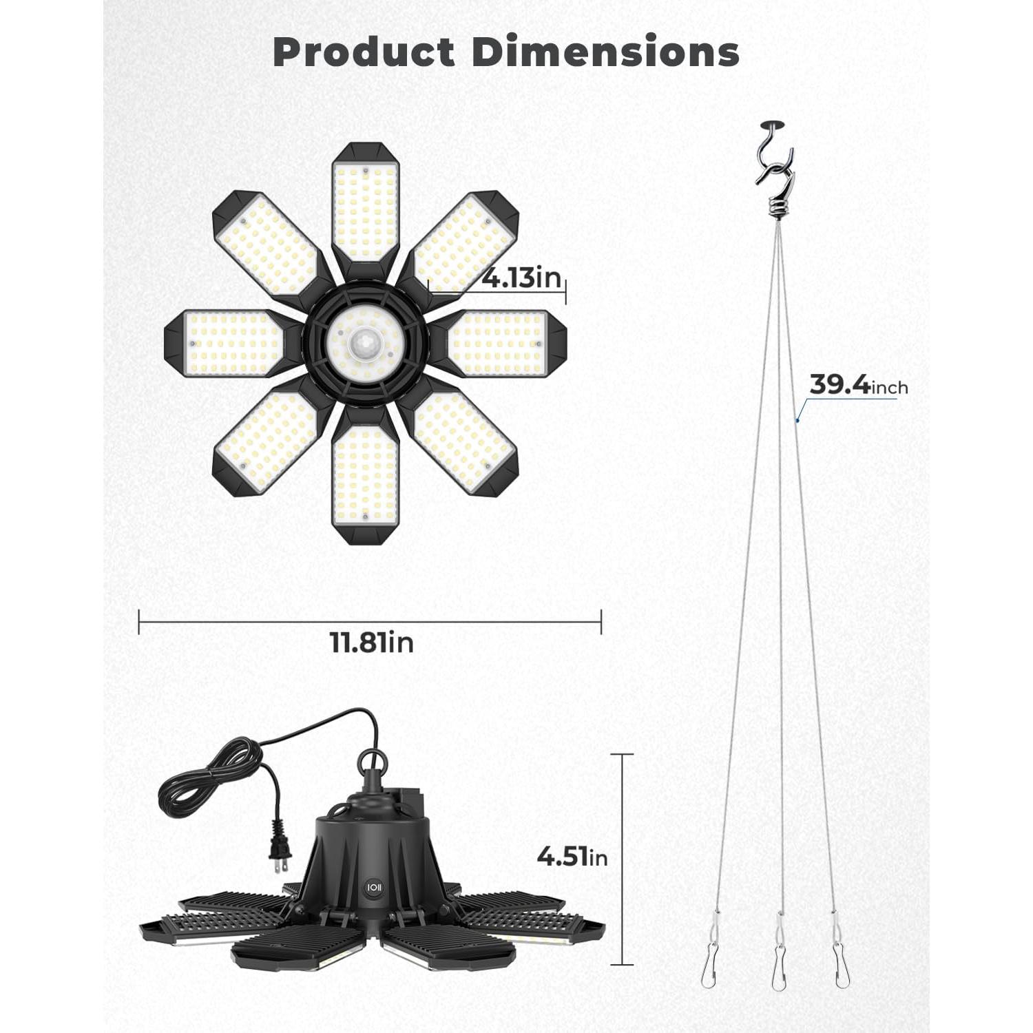Sensor de Movimiento RUNBARRY 25000LM Luz de Garaje LED 6500K
