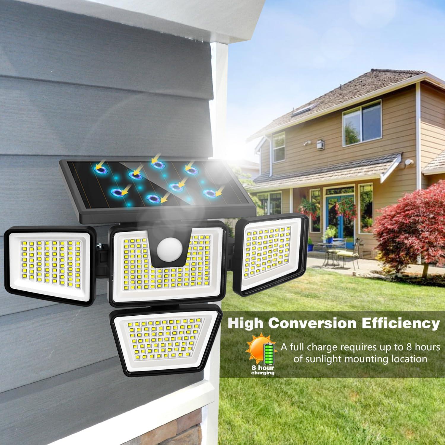 Luces Solares de Seguridad AmeriTop SL-25D - 4 Cabezas 300 LED