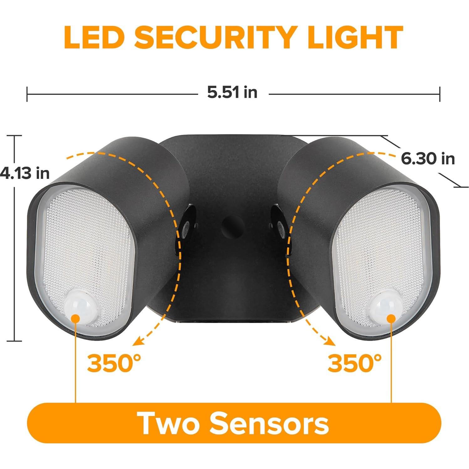 Focos LED exteriores LUTEC 35W 4000LM con 2 sensores IP65
