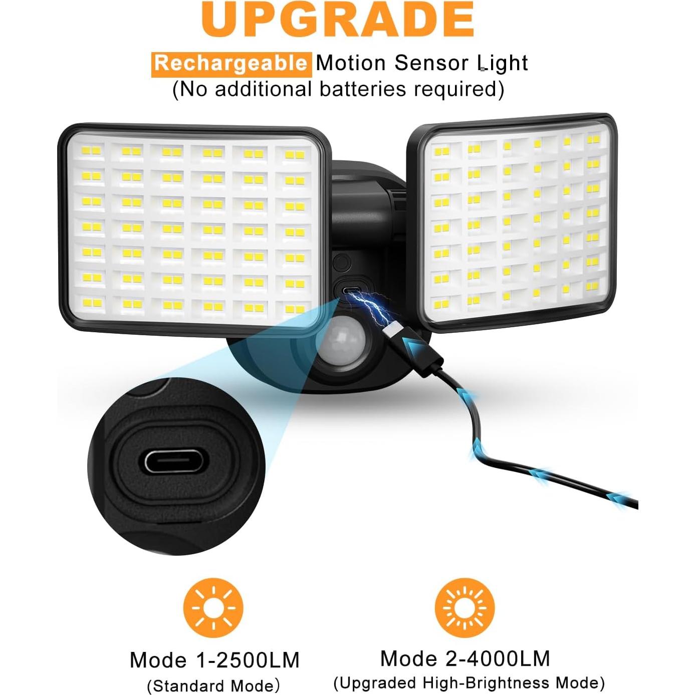 Luz de Movimiento Recargable YTKIH 2500LM/4000LM Inalámbrica