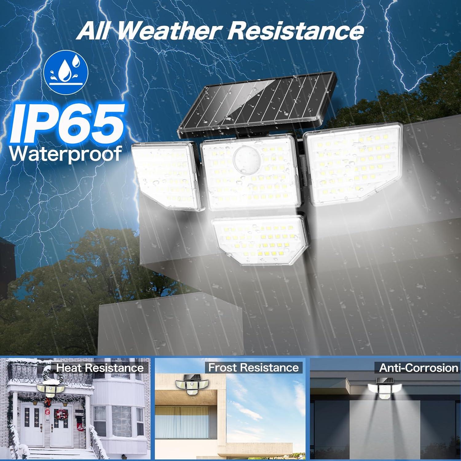 Luz Solar Exterior Adewalk 3000LM 4 Cabezas 188 LED IP65