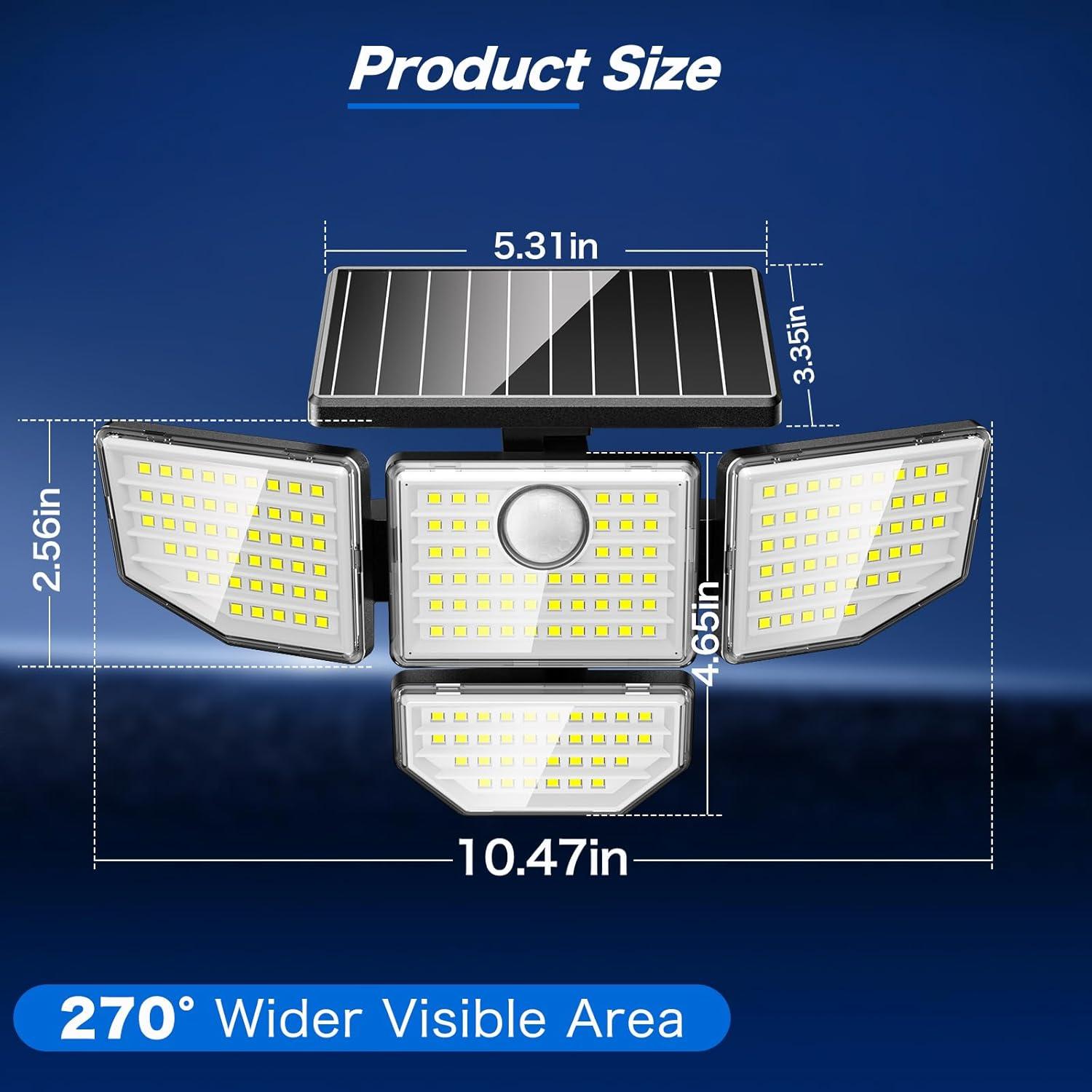 Luz Solar Exterior Adewalk 3000LM 4 Cabezas 188 LED IP65