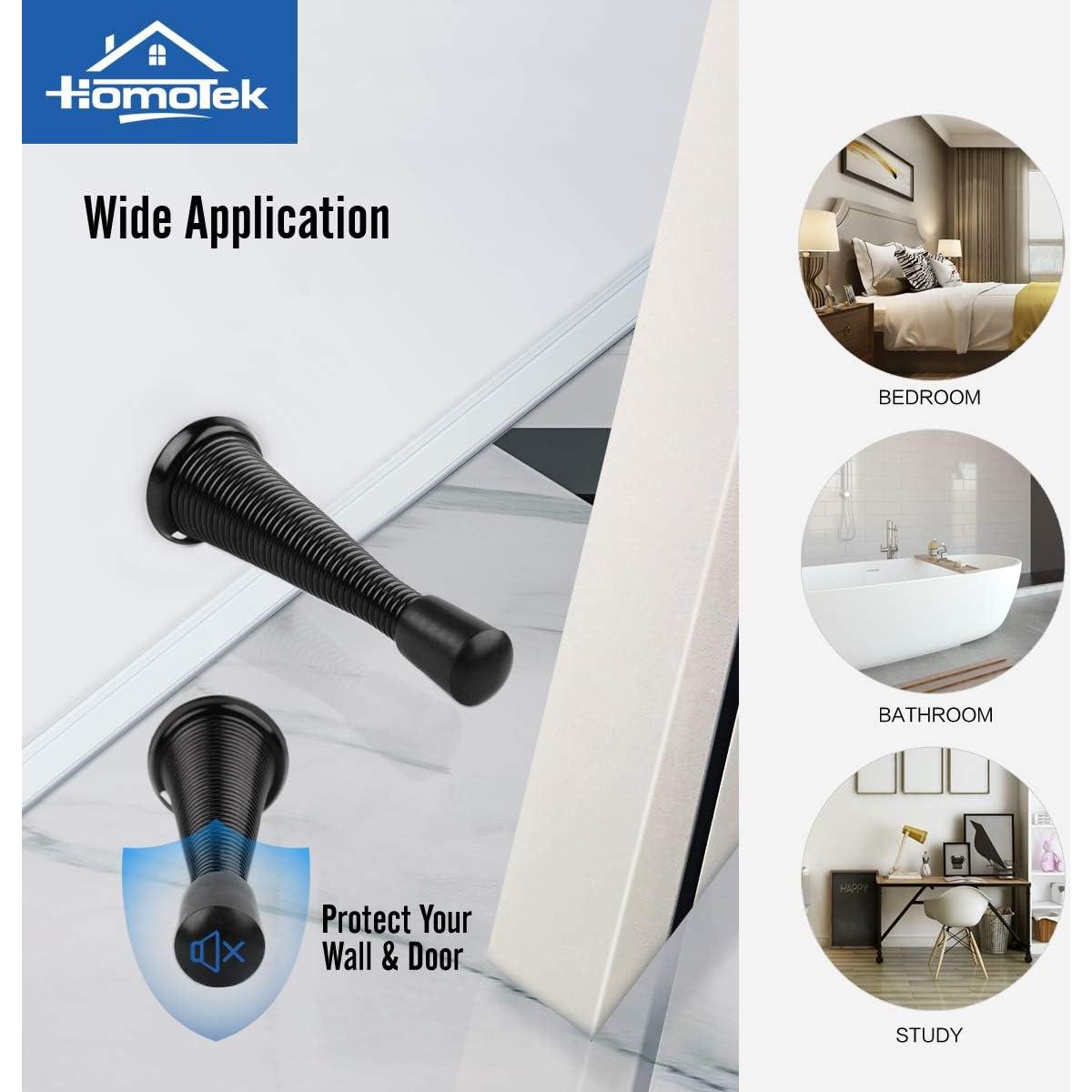 Tope de Puerta de Resorte HOMOTEK 12 Paquete Negro 7.94 cm