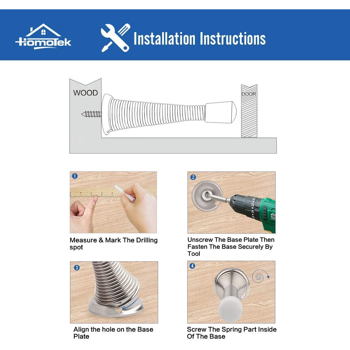 Tope de Puerta de Resorte HOMOTEK 12 Paquete Negro 7.94 cm