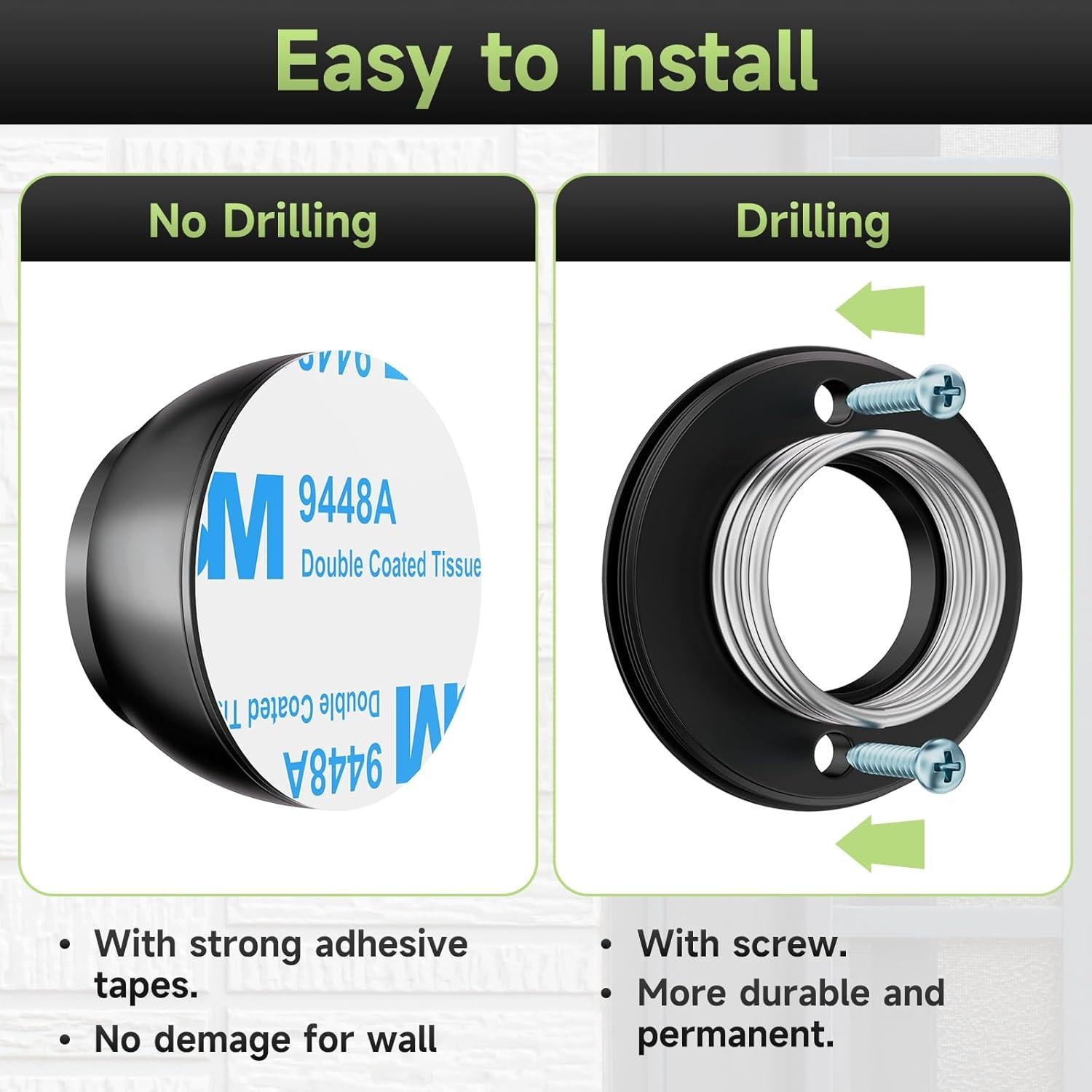 Protector de Pared para Puertas Sckeinwg 2PCS Silicona Negro