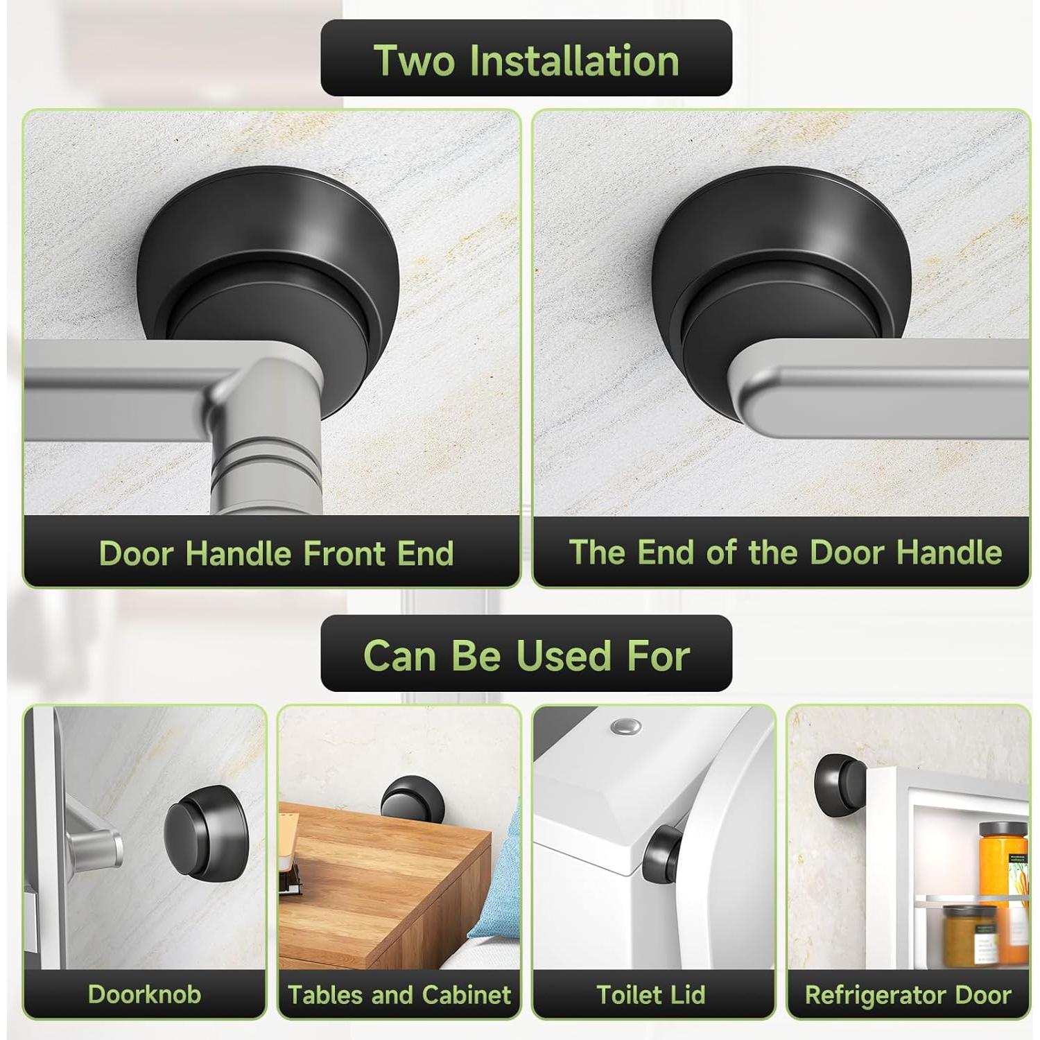 Protector de Pared para Puertas Sckeinwg 2PCS Silicona Negro