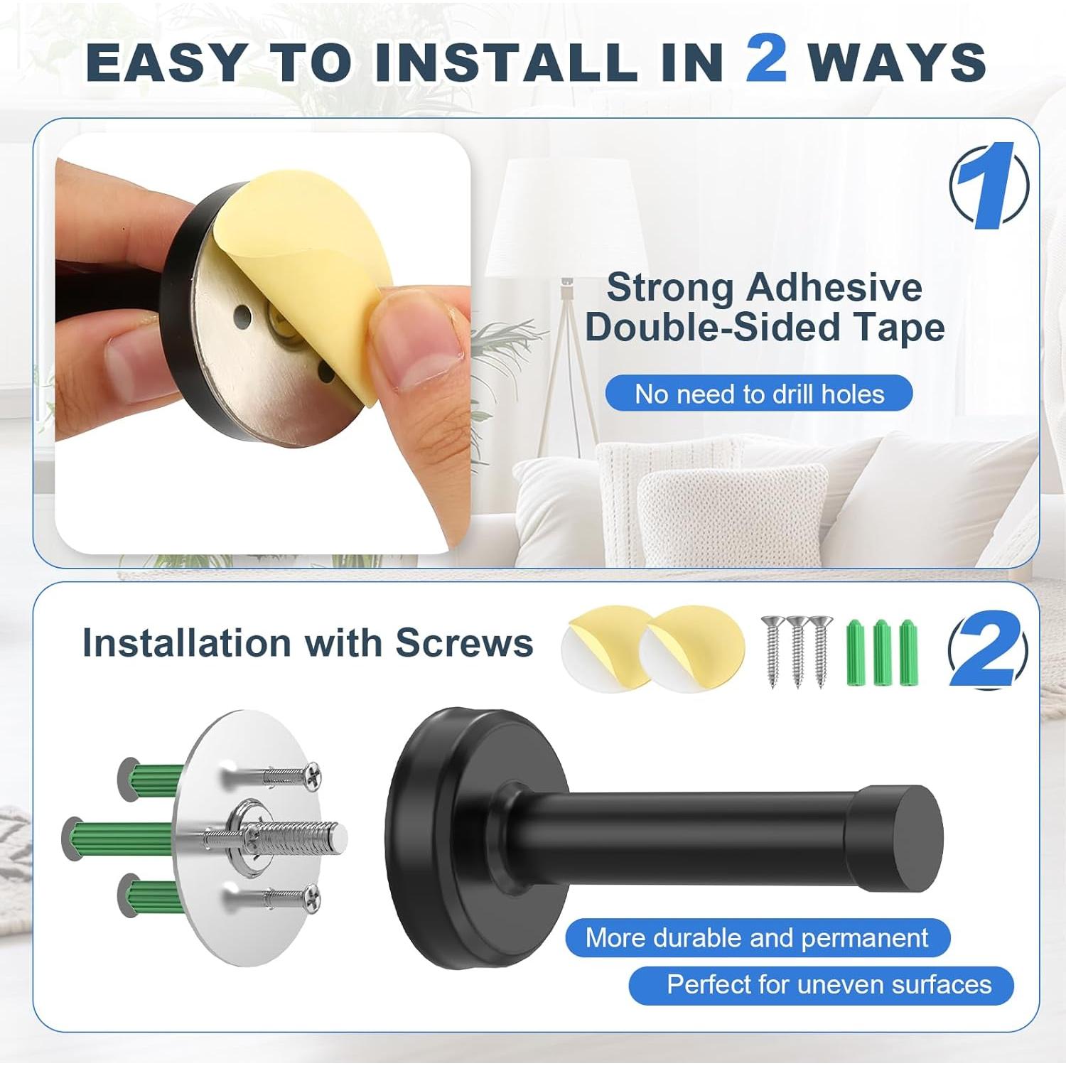 Topes de Puerta Profasion 2 Paquete Acero Inoxidable Negro