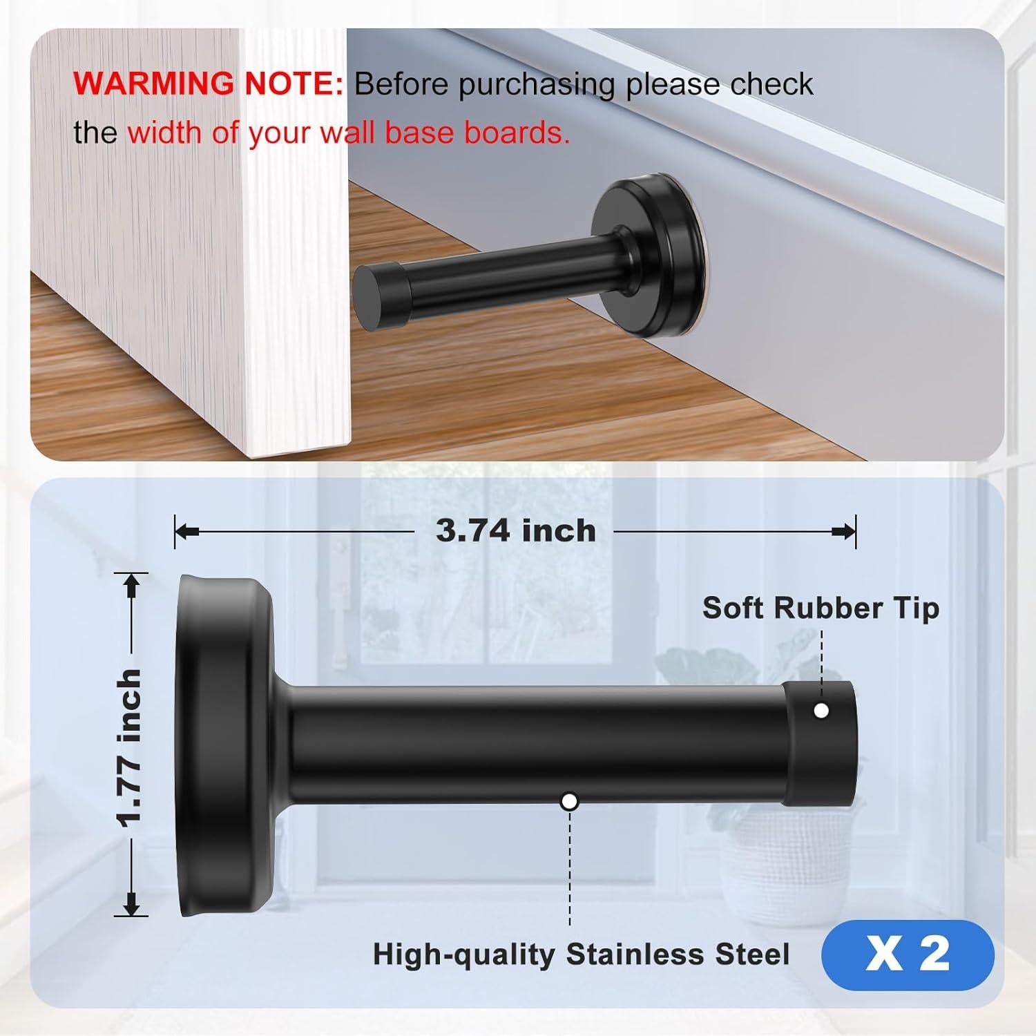 Topes de Puerta Profasion 2 Paquete Acero Inoxidable Negro